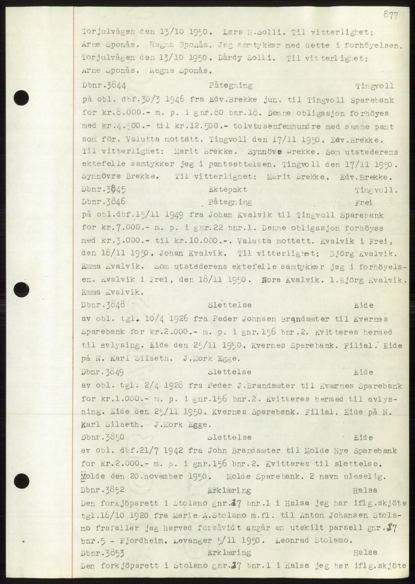 Nordmøre sorenskriveri, SAT/A-4132/1/2/2Ca: Mortgage book no. C82b, 1946-1951, Diary no: : 3844/1950