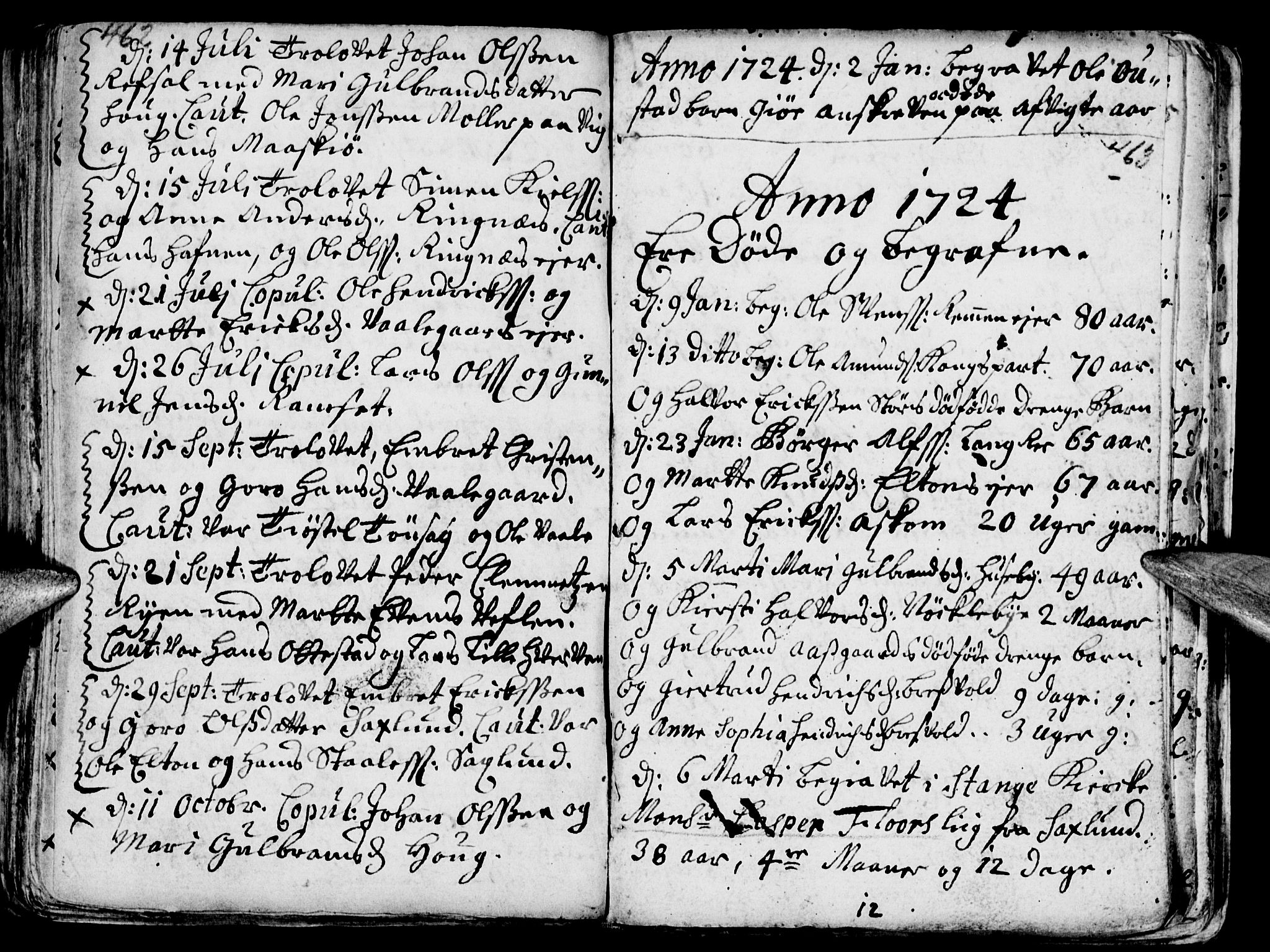 Stange prestekontor, SAH/PREST-002/K/L0002: Parish register (official) no. 2, 1724-1740, p. 462-463