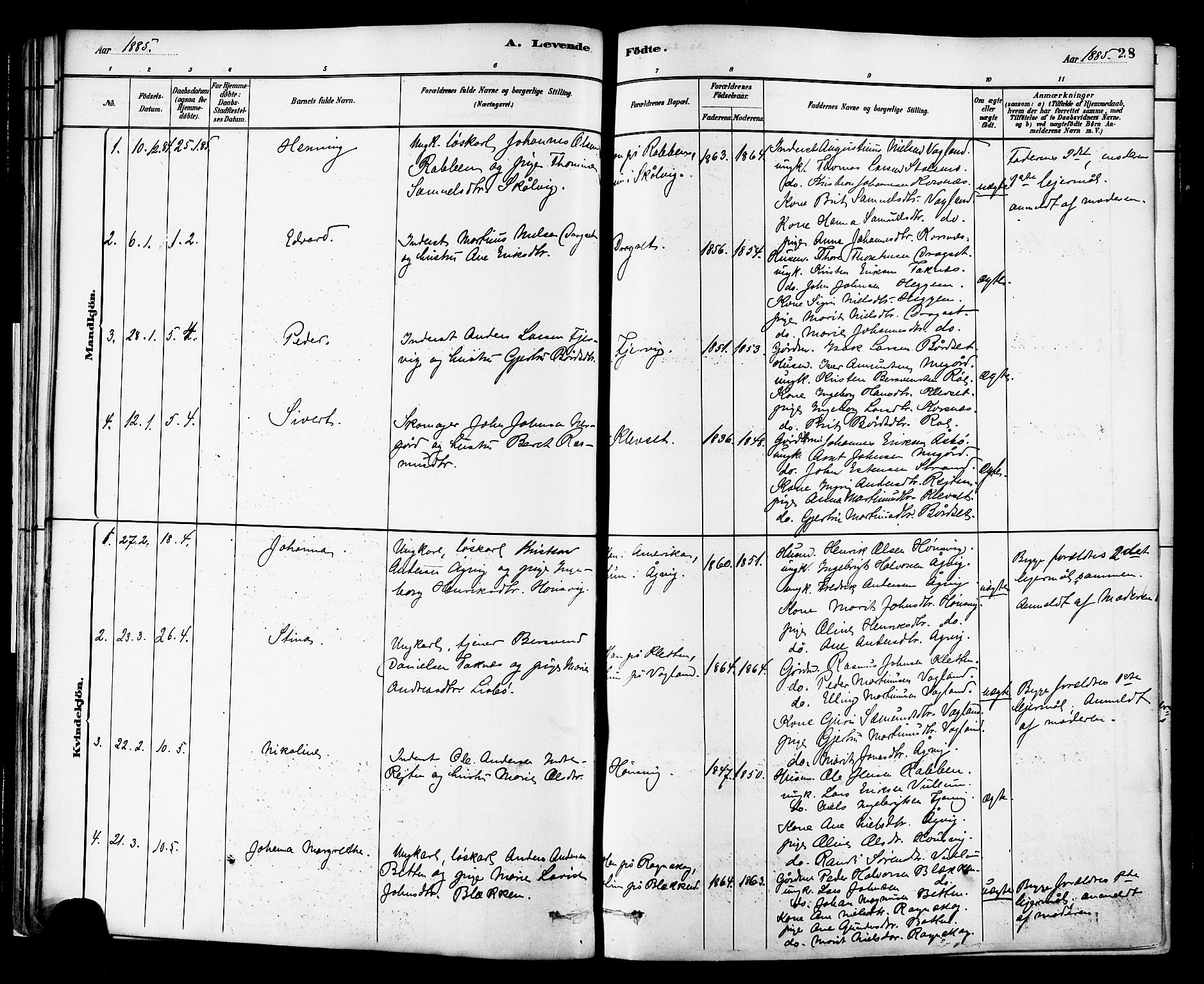 Ministerialprotokoller, klokkerbøker og fødselsregistre - Møre og Romsdal, SAT/A-1454/576/L0885: Parish register (official) no. 576A03, 1880-1898, p. 28