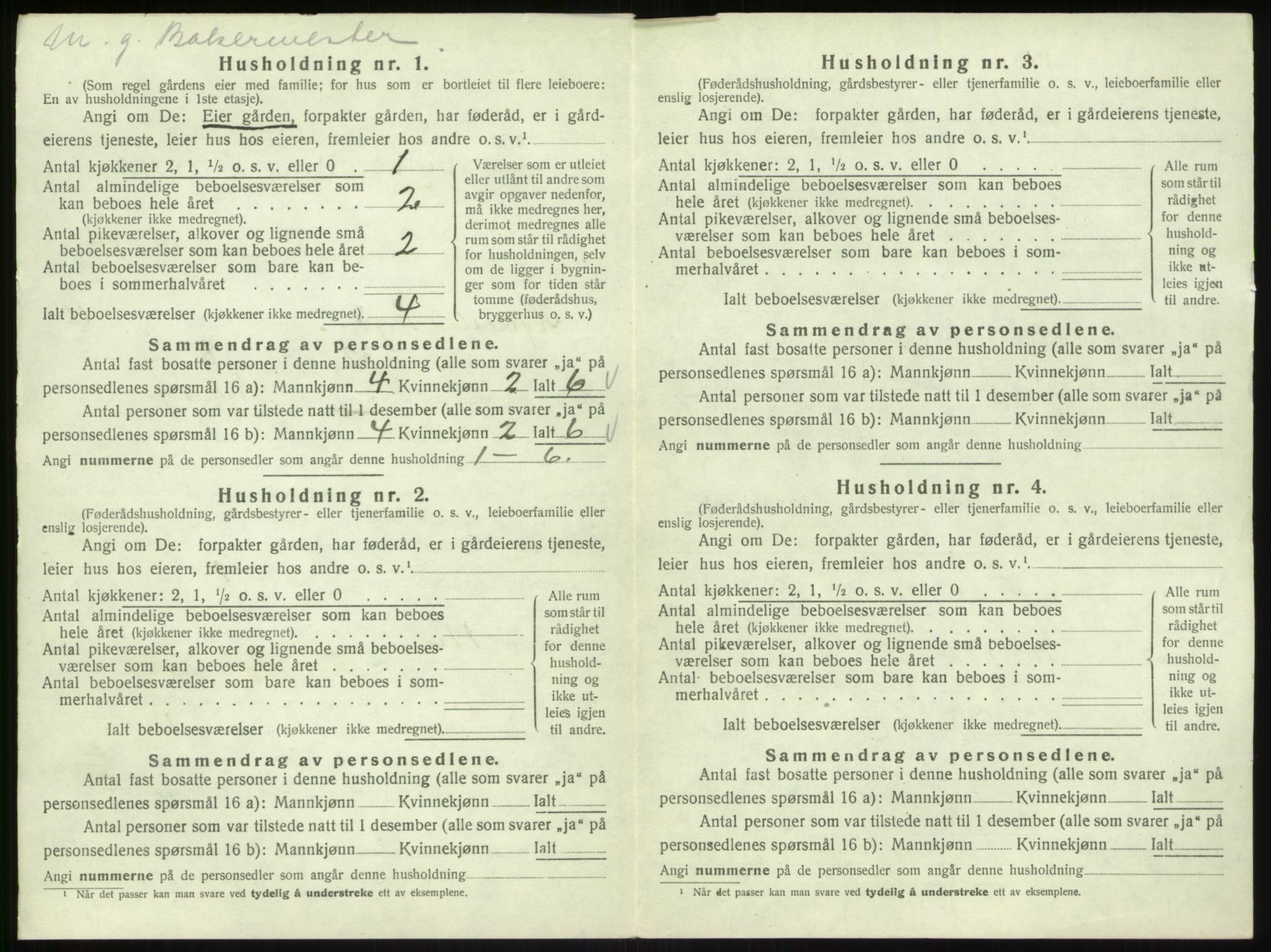 SAB, 1920 census for Hyllestad, 1920, p. 309