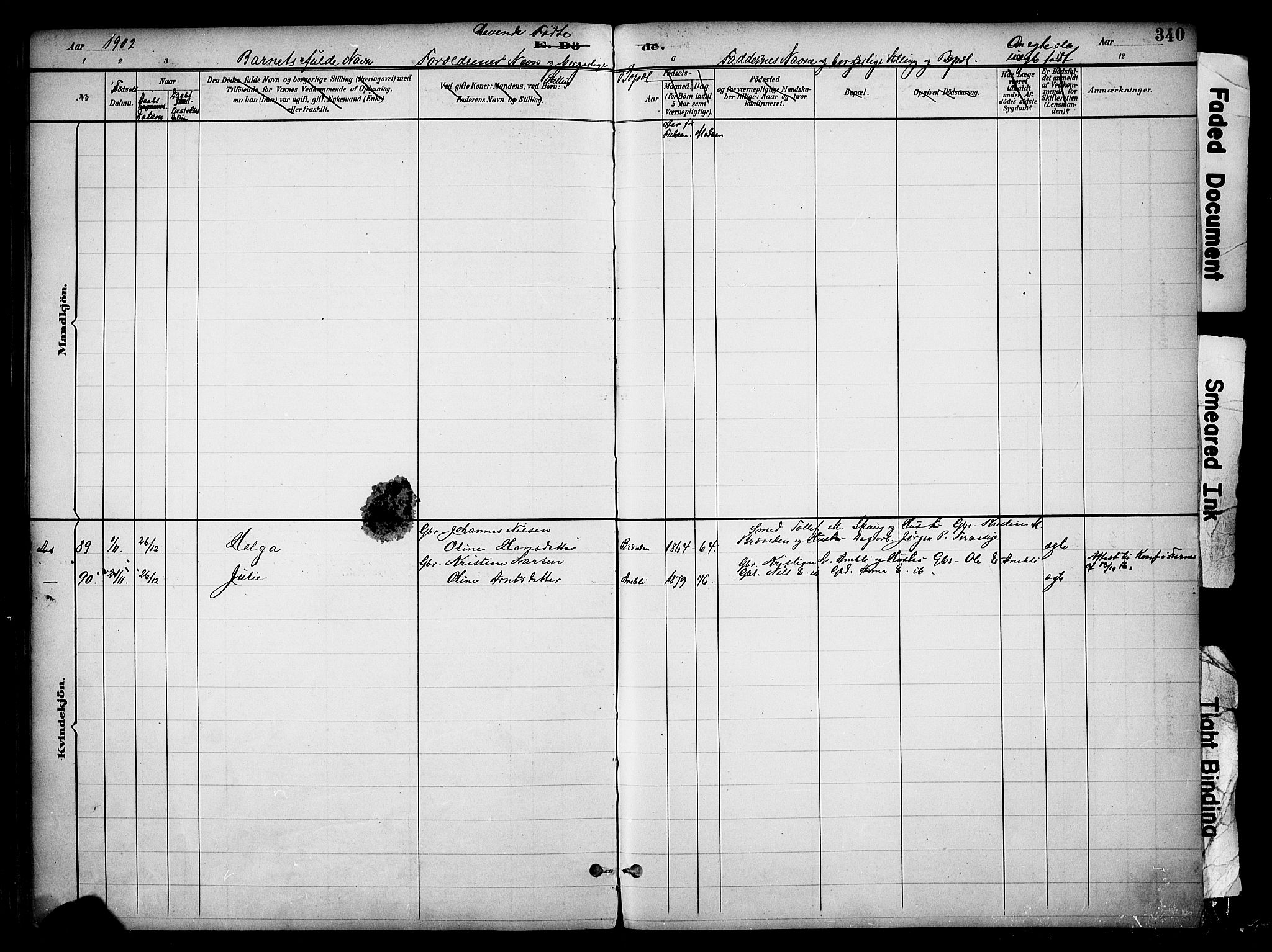 Ringsaker prestekontor, SAH/PREST-014/K/Ka/L0017: Parish register (official) no. 17, 1891-1902, p. 340