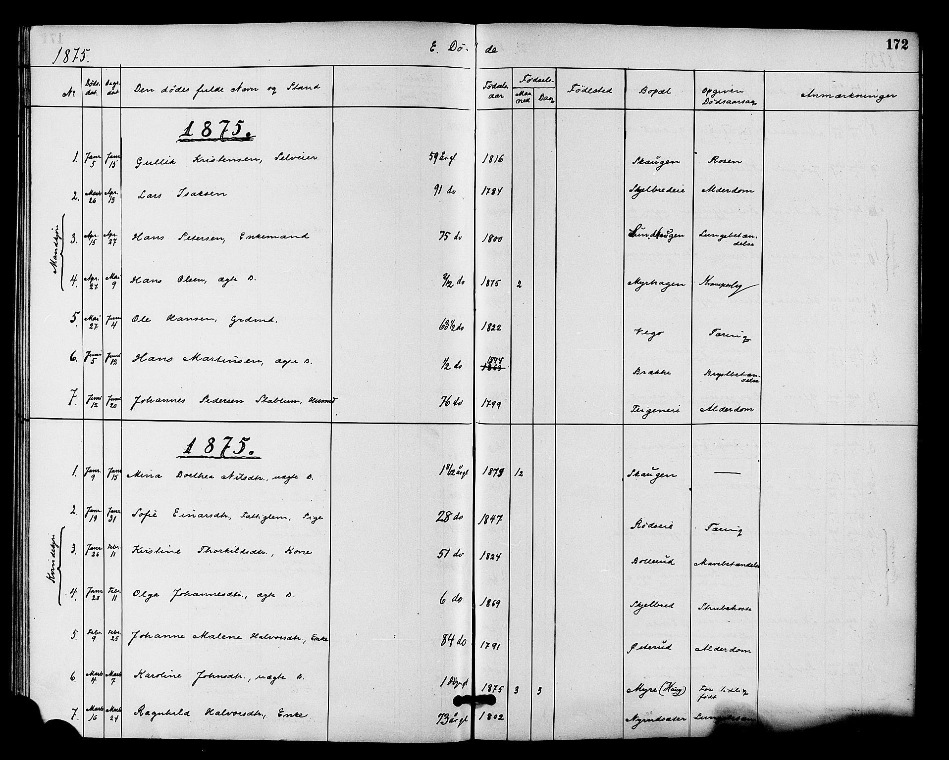 Fiskum kirkebøker, SAKO/A-15/F/Fa/L0001: Parish register (official) no. 1, 1858-1877, p. 172