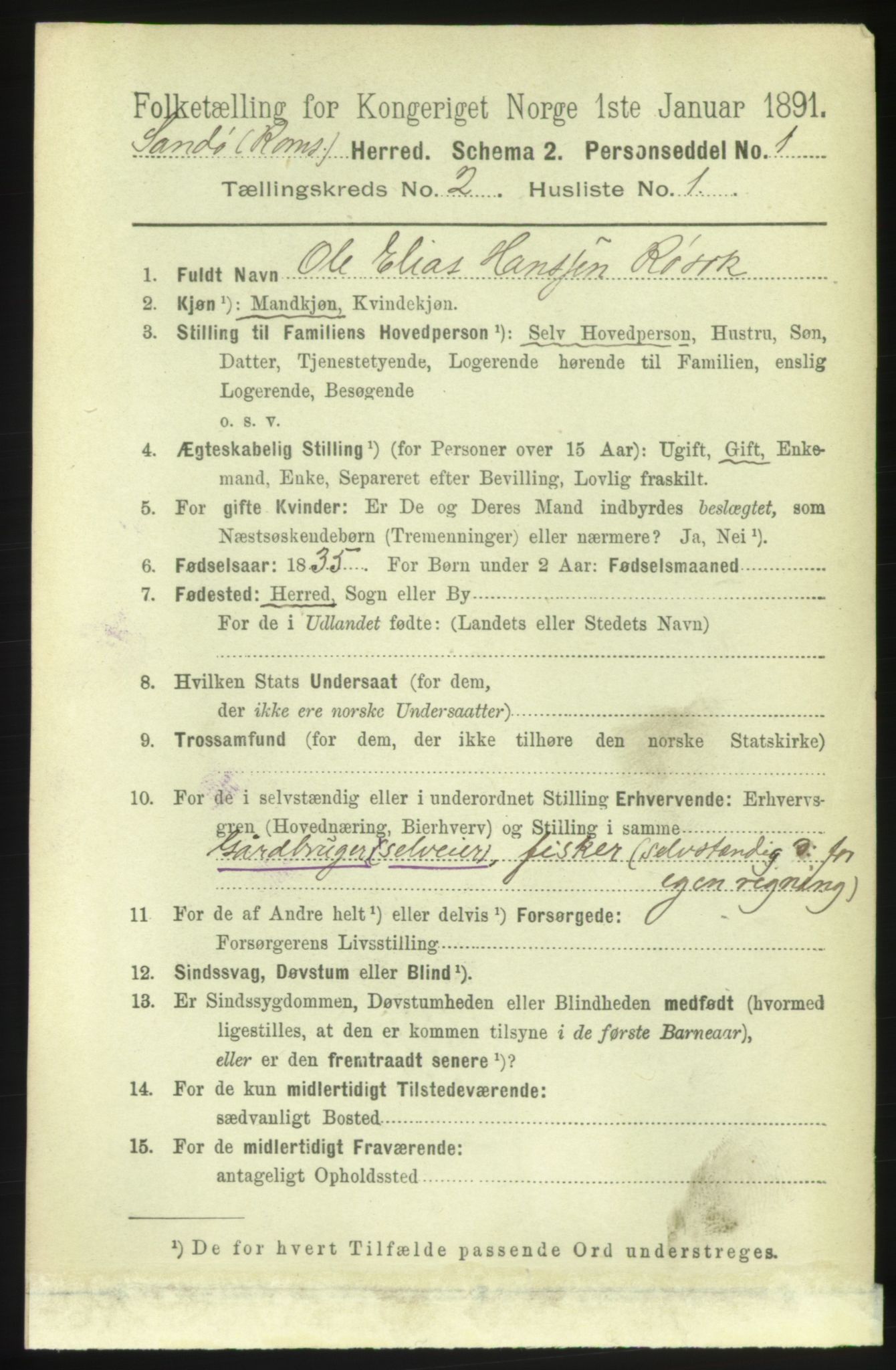 RA, 1891 census for 1546 Sandøy, 1891, p. 540