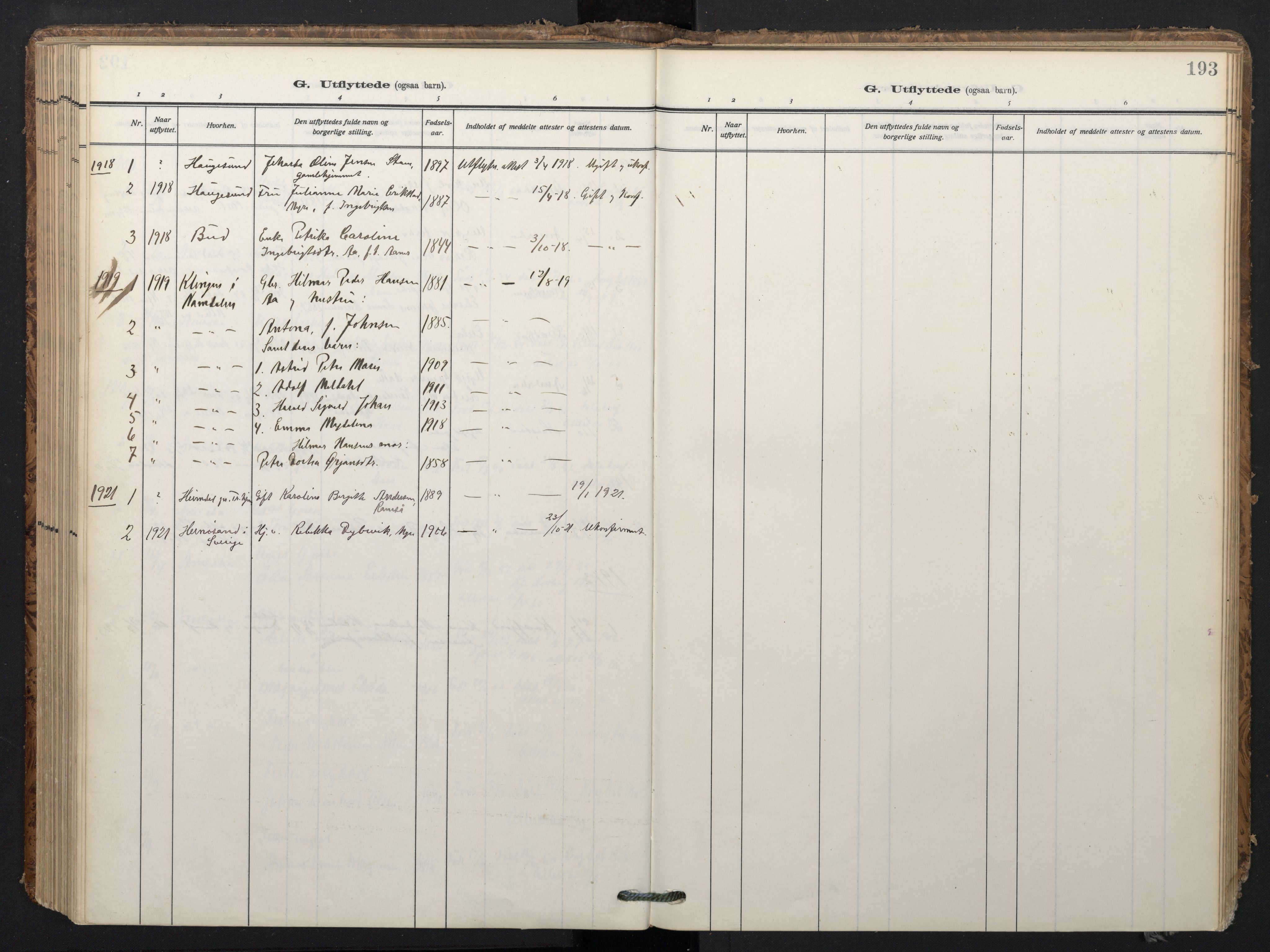 Ministerialprotokoller, klokkerbøker og fødselsregistre - Nordland, AV/SAT-A-1459/897/L1401: Parish register (official) no. 897A08, 1909-1921, p. 193