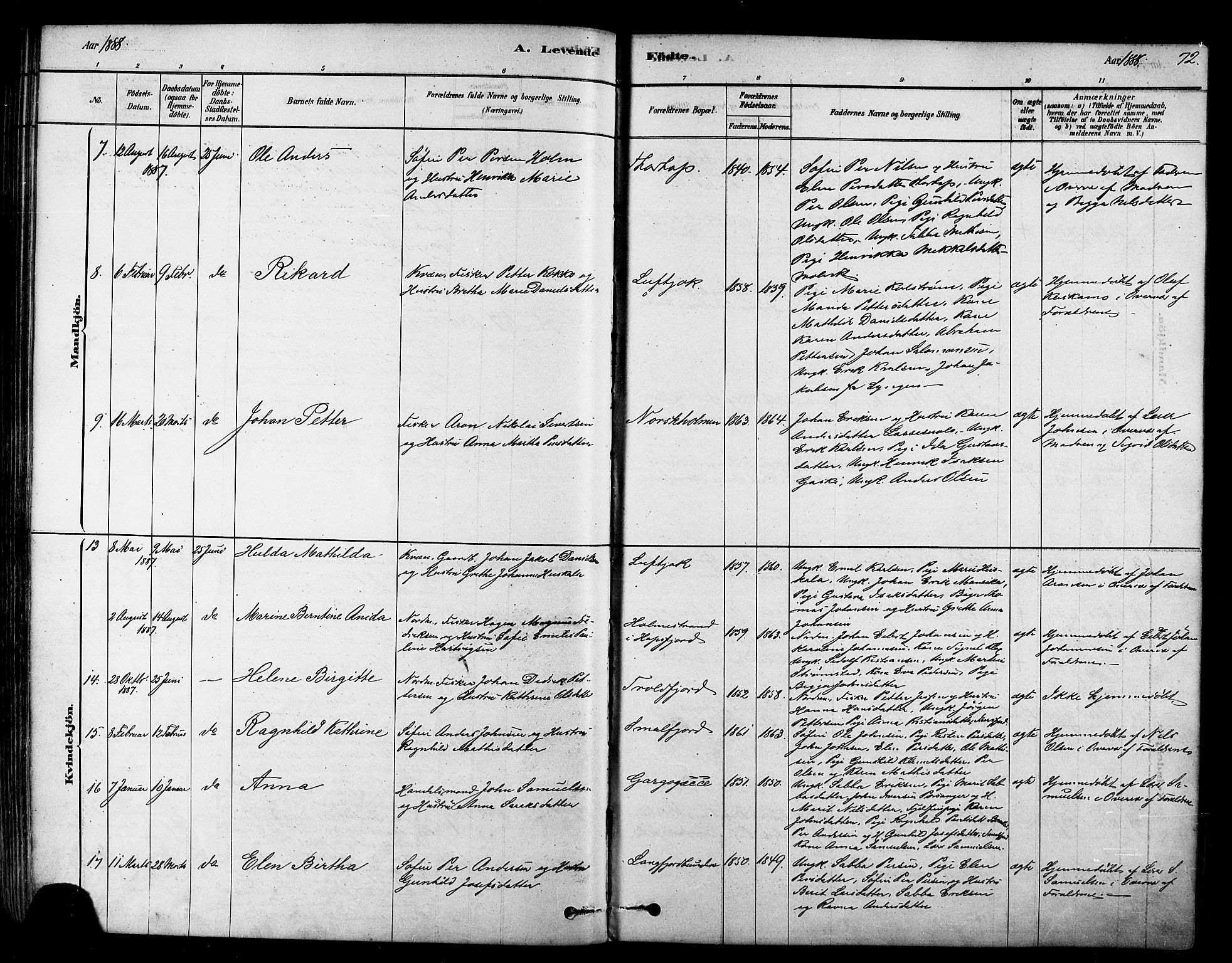 Tana sokneprestkontor, AV/SATØ-S-1334/H/Ha/L0004kirke: Parish register (official) no. 4, 1878-1891, p. 72