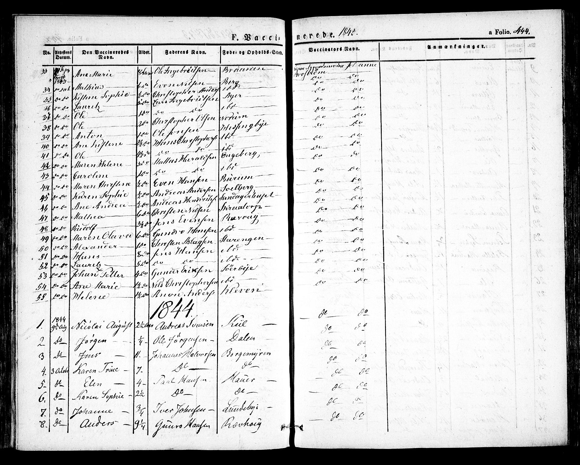 Råde prestekontor kirkebøker, AV/SAO-A-2009/F/Fa/L0005: Parish register (official) no. 5, 1830-1853, p. 444