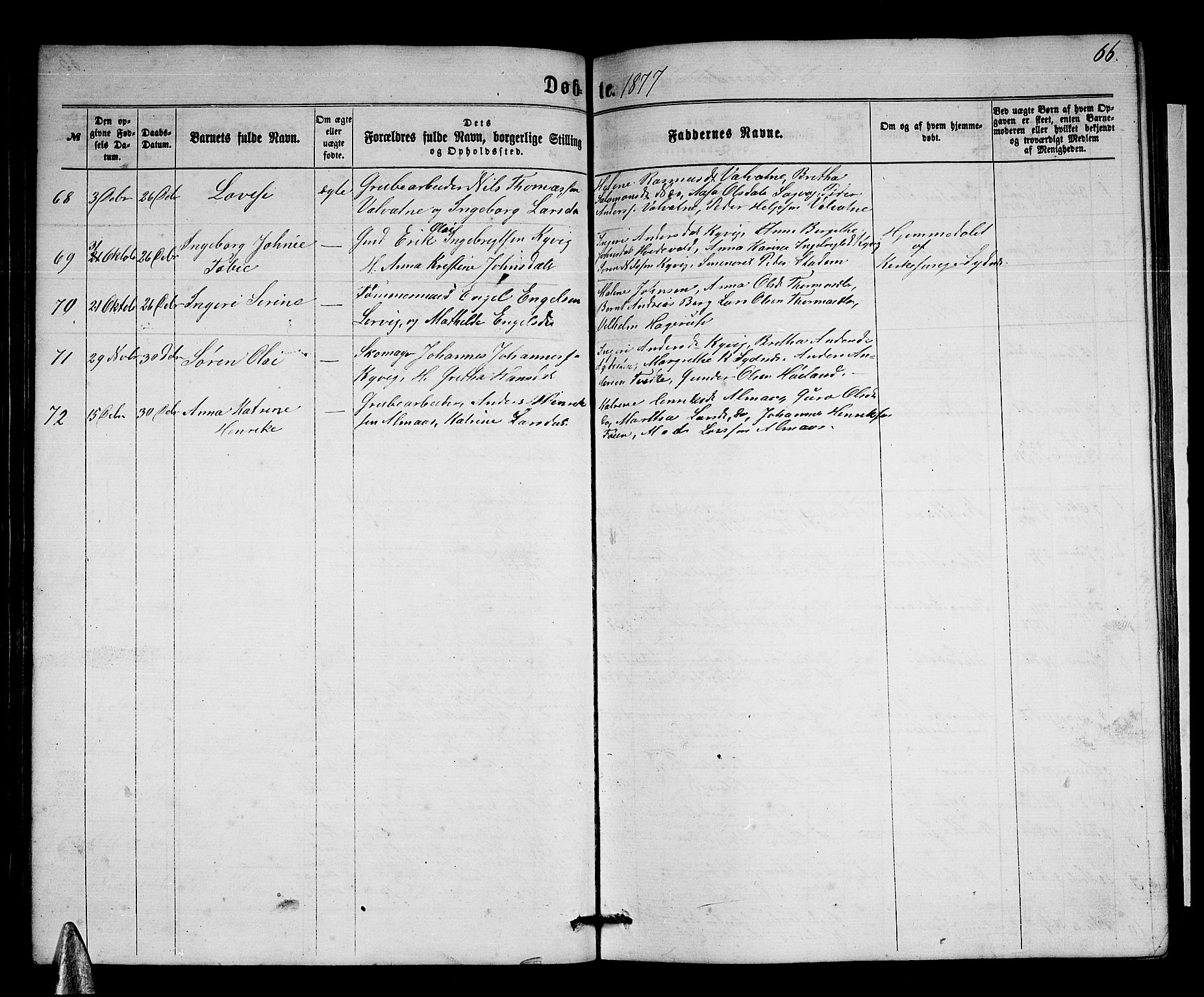 Stord sokneprestembete, AV/SAB-A-78201/H/Hab: Parish register (copy) no. A 1, 1864-1878, p. 66
