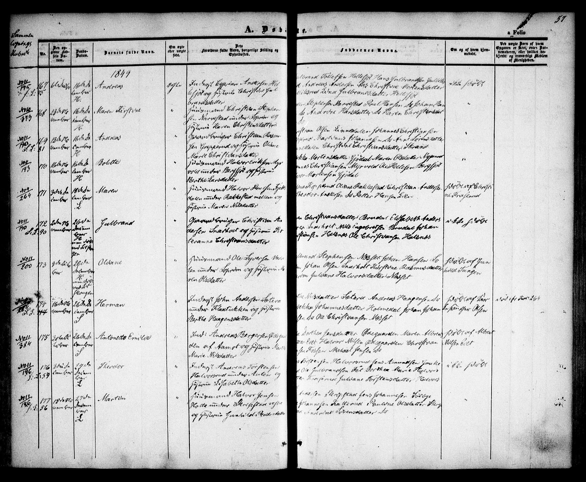 Høland prestekontor Kirkebøker, AV/SAO-A-10346a/F/Fa/L0009: Parish register (official) no. I 9, 1846-1853, p. 57