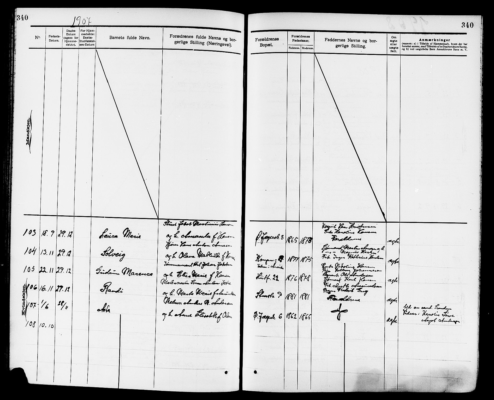 Larvik kirkebøker, AV/SAKO-A-352/G/Ga/L0005: Parish register (copy) no. I 5, 1888-1909, p. 340