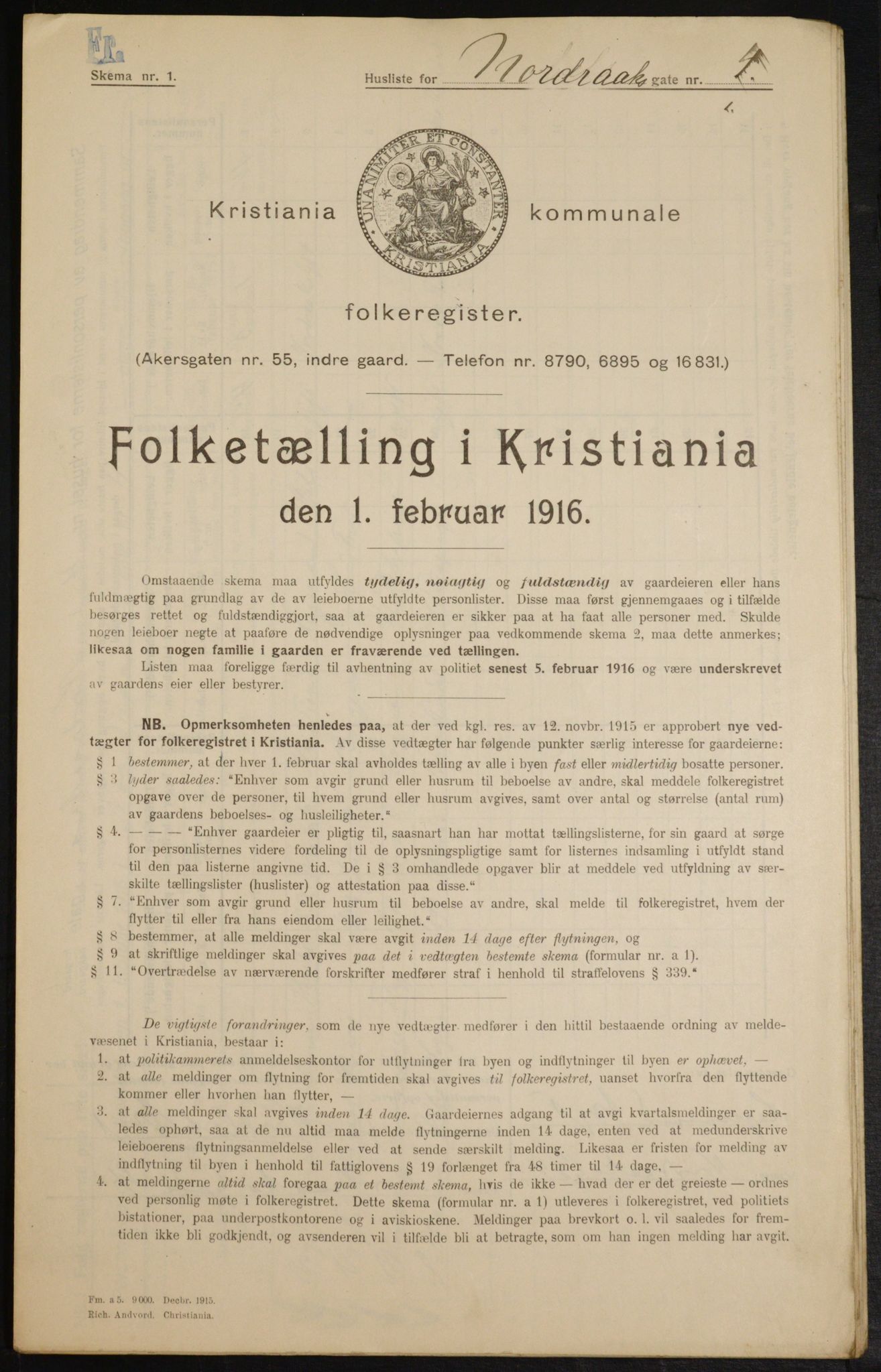 OBA, Municipal Census 1916 for Kristiania, 1916, p. 75109