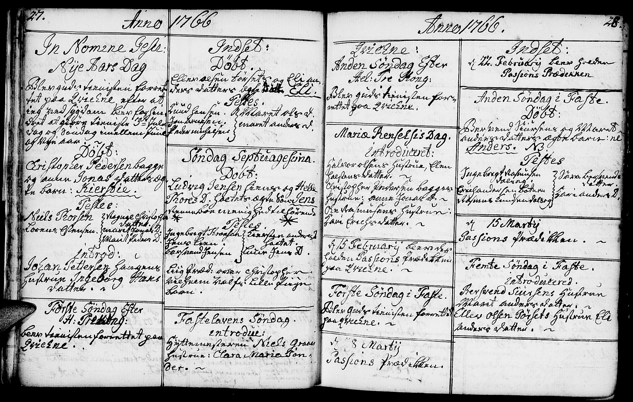 Kvikne prestekontor, SAH/PREST-064/H/Ha/Haa/L0002: Parish register (official) no. 2, 1764-1784, p. 27-28