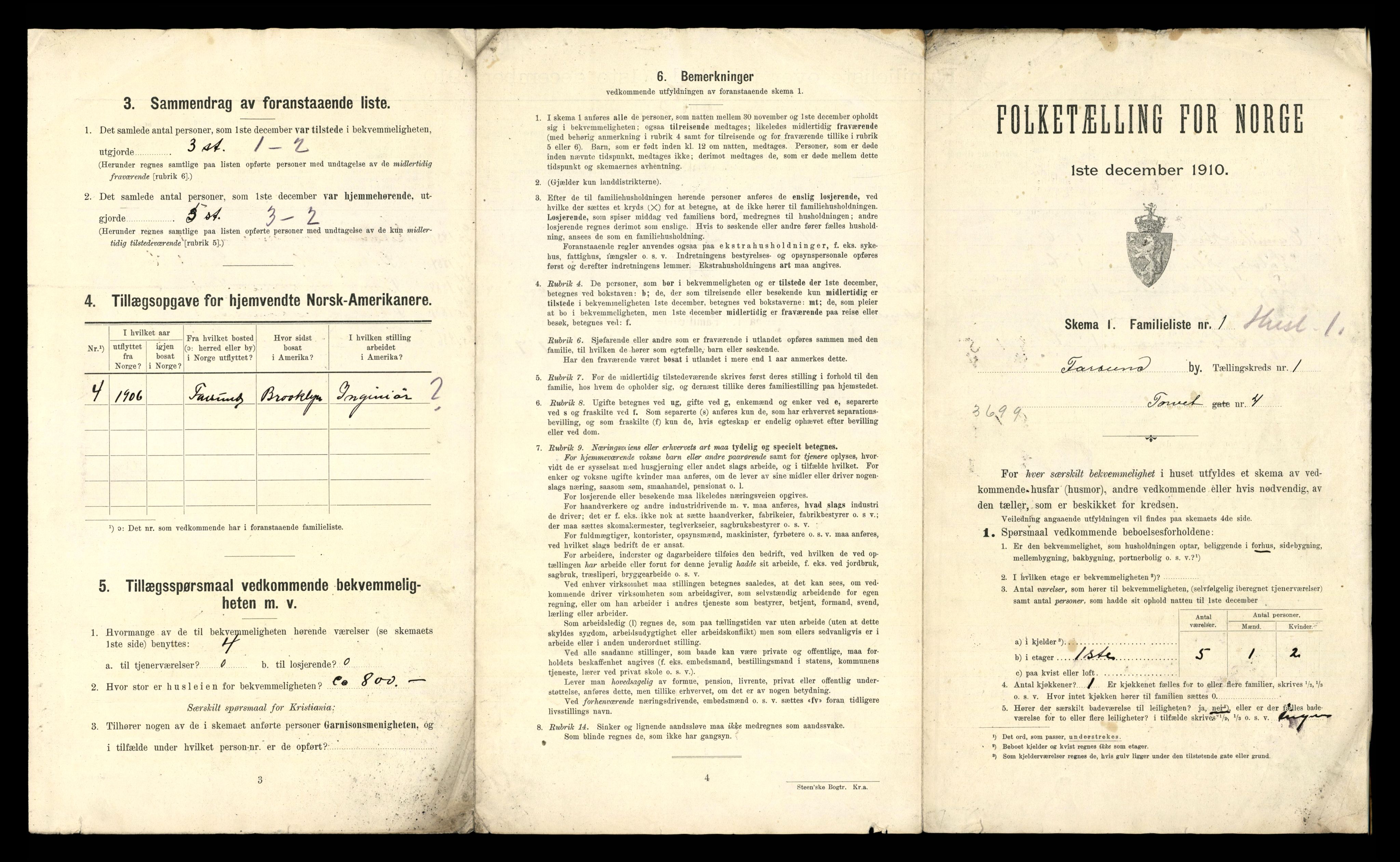 RA, 1910 census for Farsund, 1910, p. 19