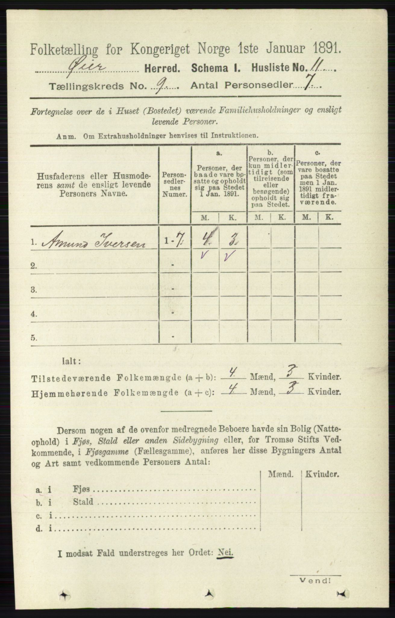 RA, 1891 census for 0521 Øyer, 1891, p. 3094