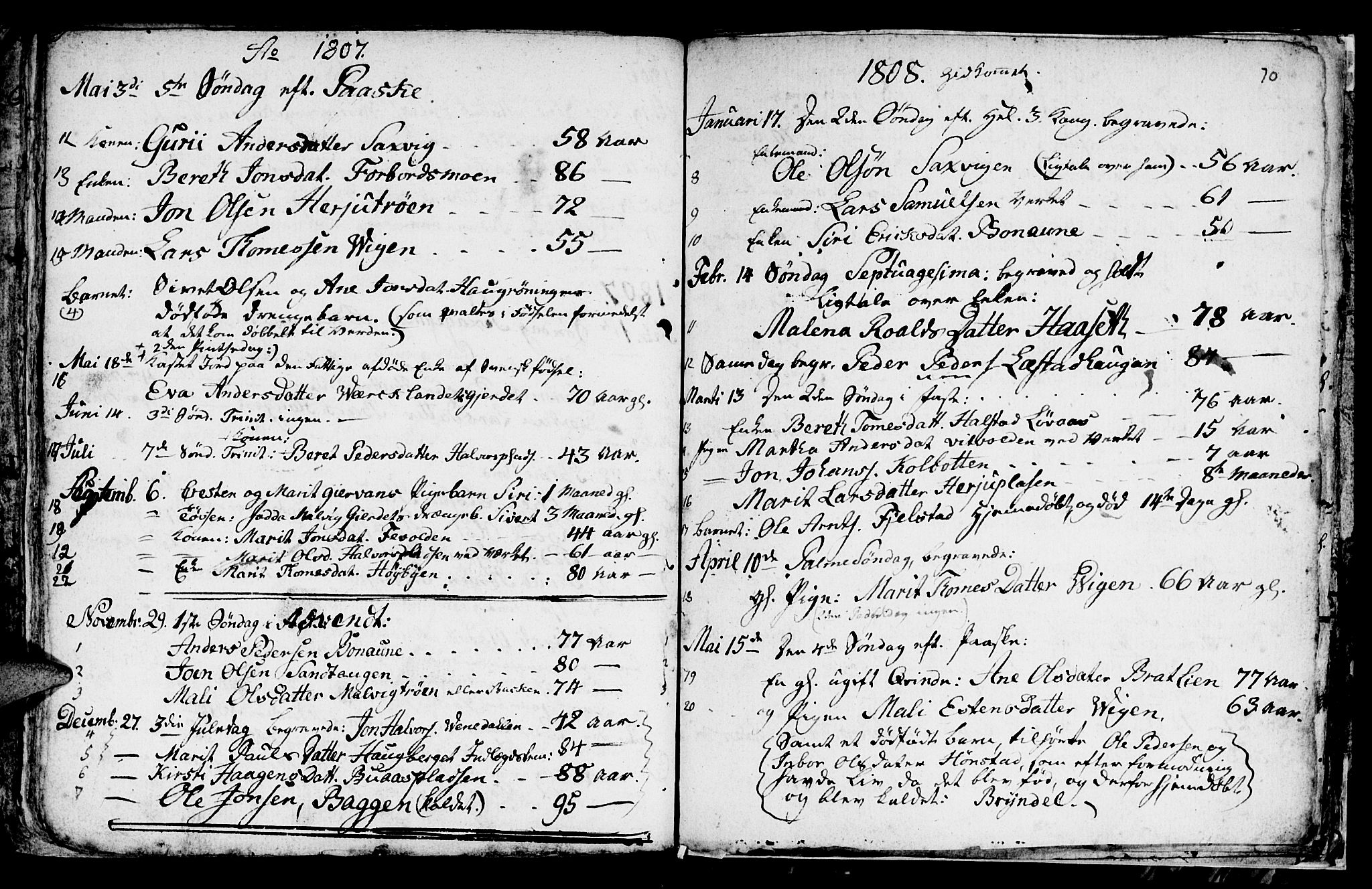 Ministerialprotokoller, klokkerbøker og fødselsregistre - Sør-Trøndelag, SAT/A-1456/616/L0419: Parish register (copy) no. 616C02, 1797-1816, p. 70