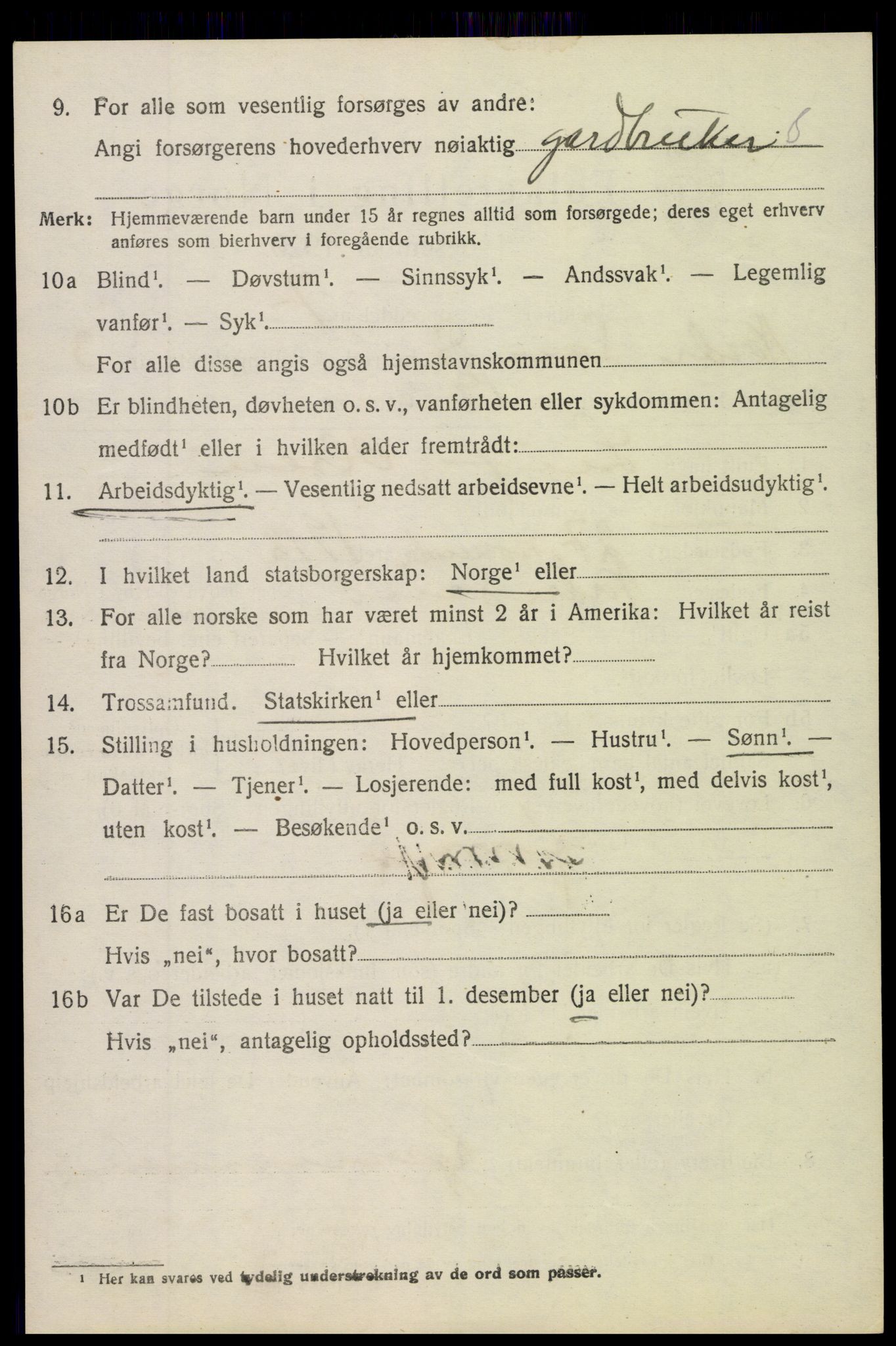 SAH, 1920 census for Nordre Land, 1920, p. 2444