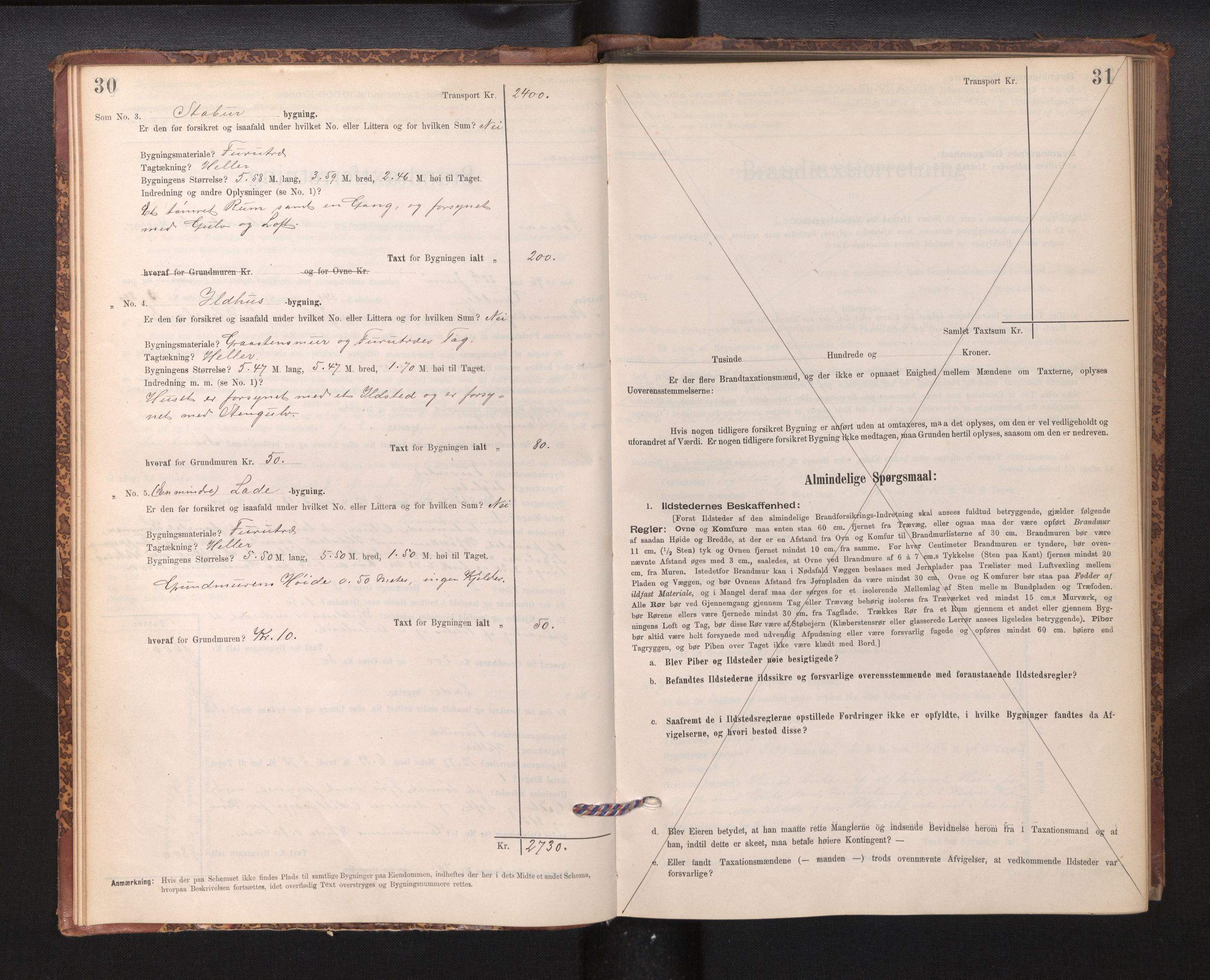 Lensmannen i Finnås, AV/SAB-A-31901/0012/L0002: Branntakstprotokoll, skjematakst, 1894-1954, p. 30-31