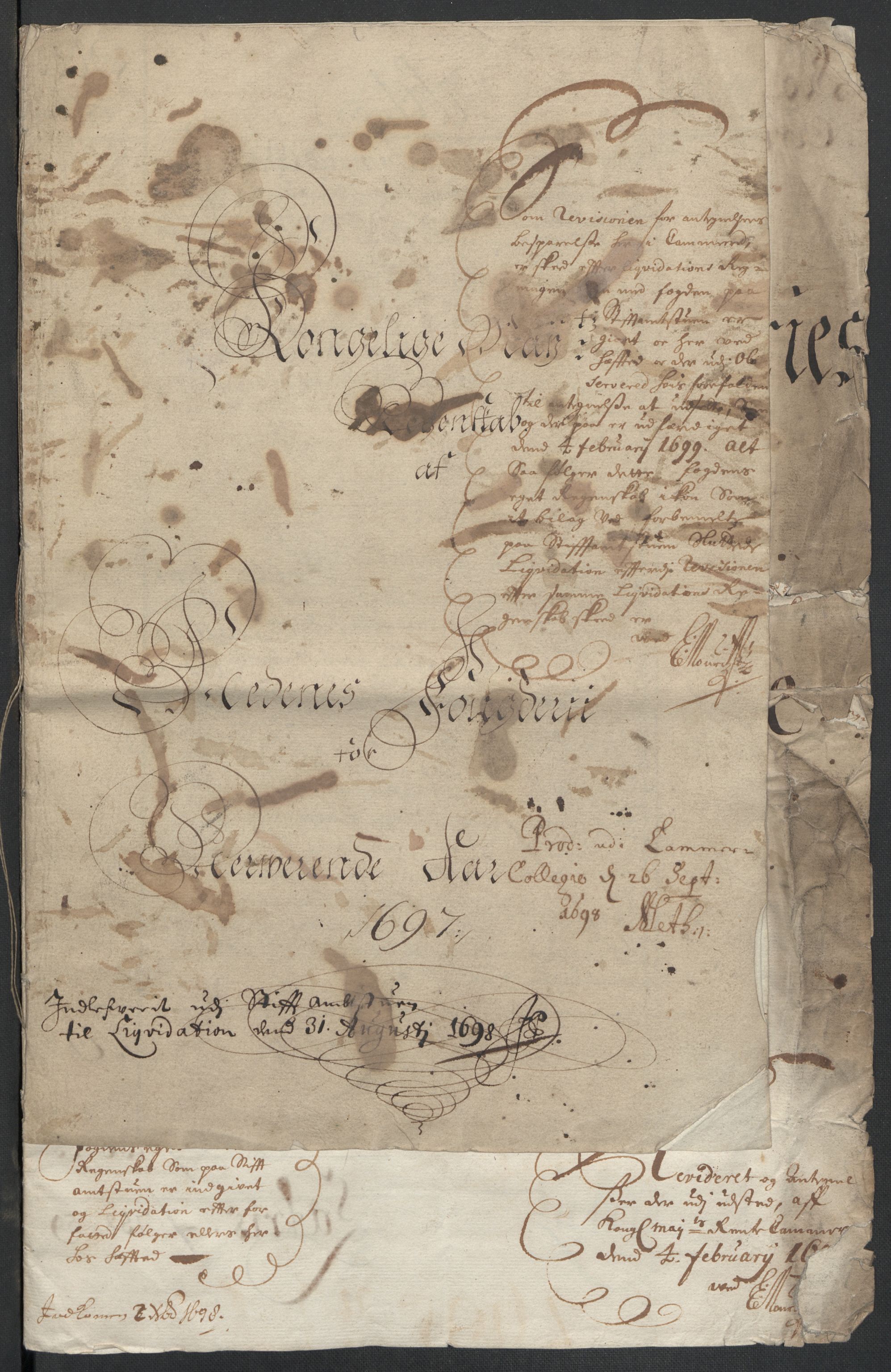 Rentekammeret inntil 1814, Reviderte regnskaper, Fogderegnskap, RA/EA-4092/R39/L2313: Fogderegnskap Nedenes, 1696-1697, p. 114