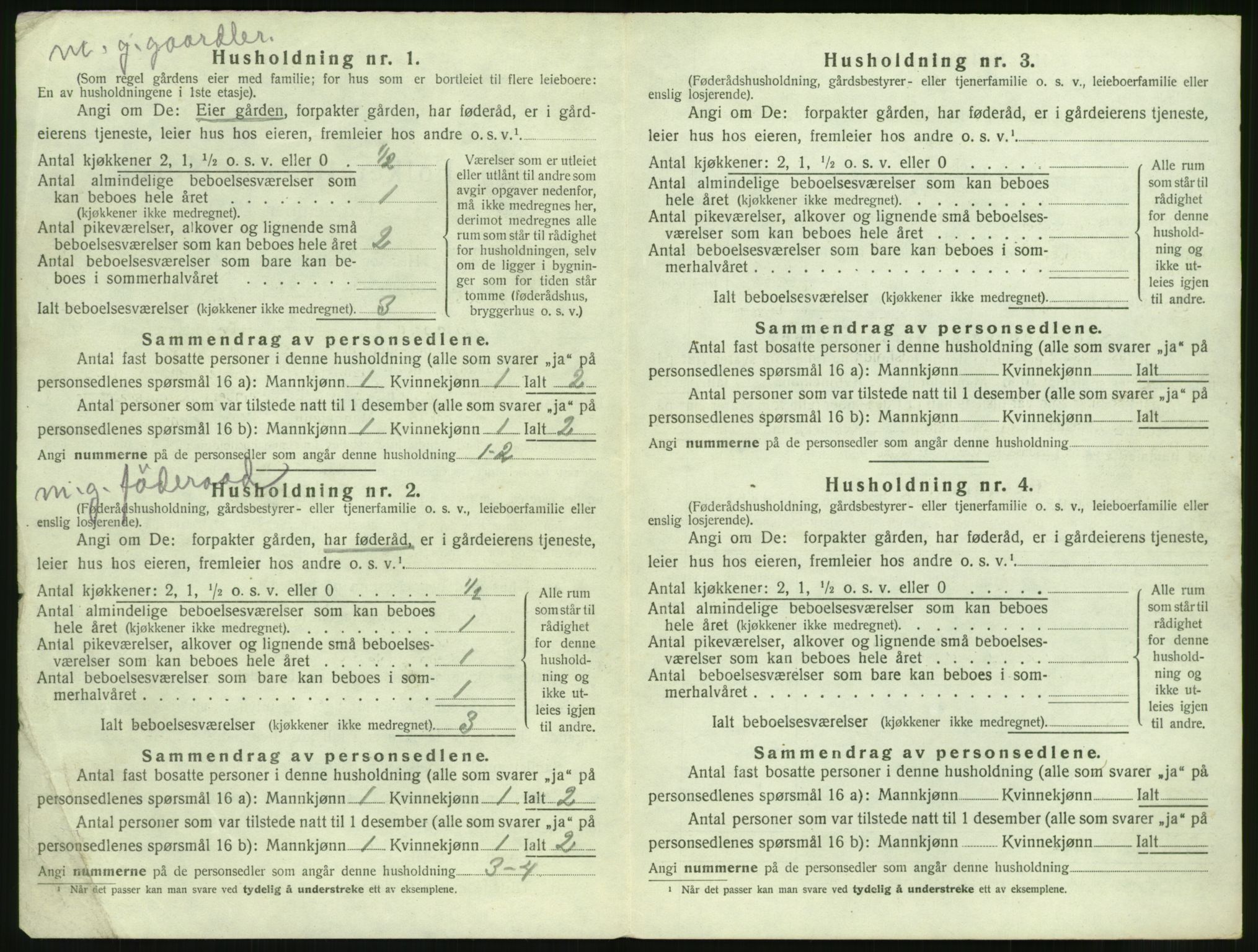 SAT, 1920 census for Vatne, 1920, p. 457