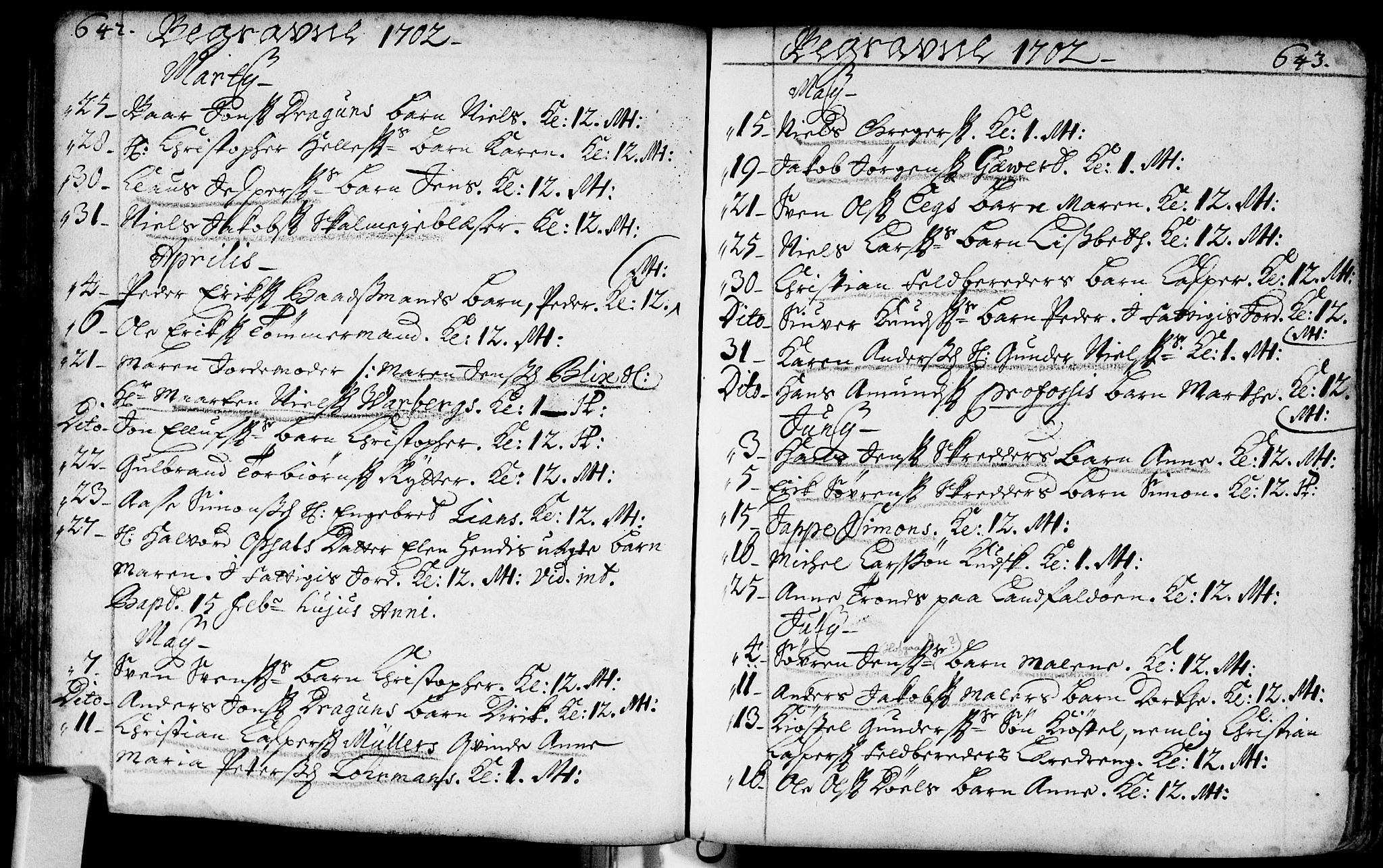 Bragernes kirkebøker, SAKO/A-6/F/Fa/L0002: Parish register (official) no. I 2, 1680-1705, p. 642-643