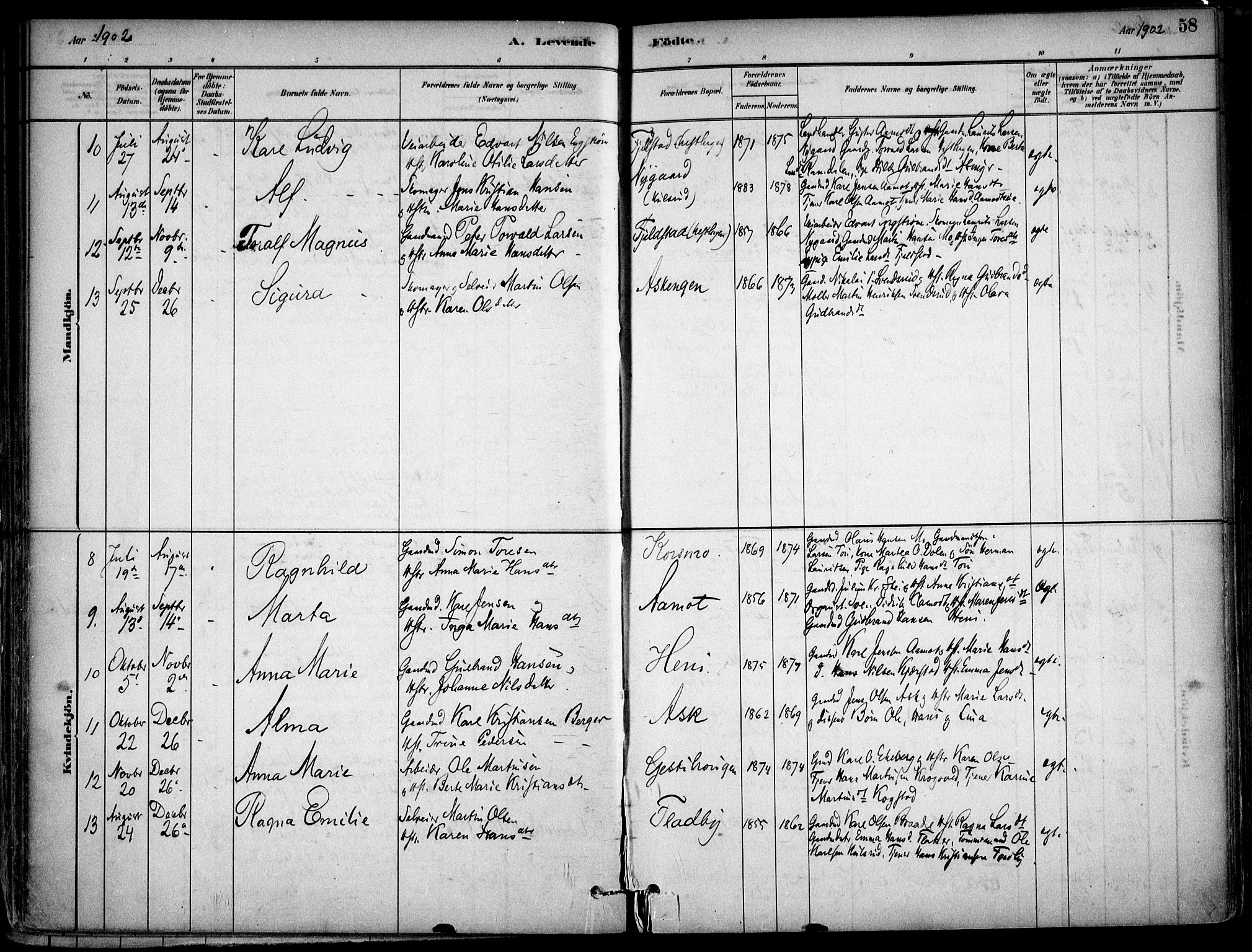 Gjerdrum prestekontor Kirkebøker, SAO/A-10412b/F/Fb/L0001: Parish register (official) no. II 1, 1881-1921, p. 58