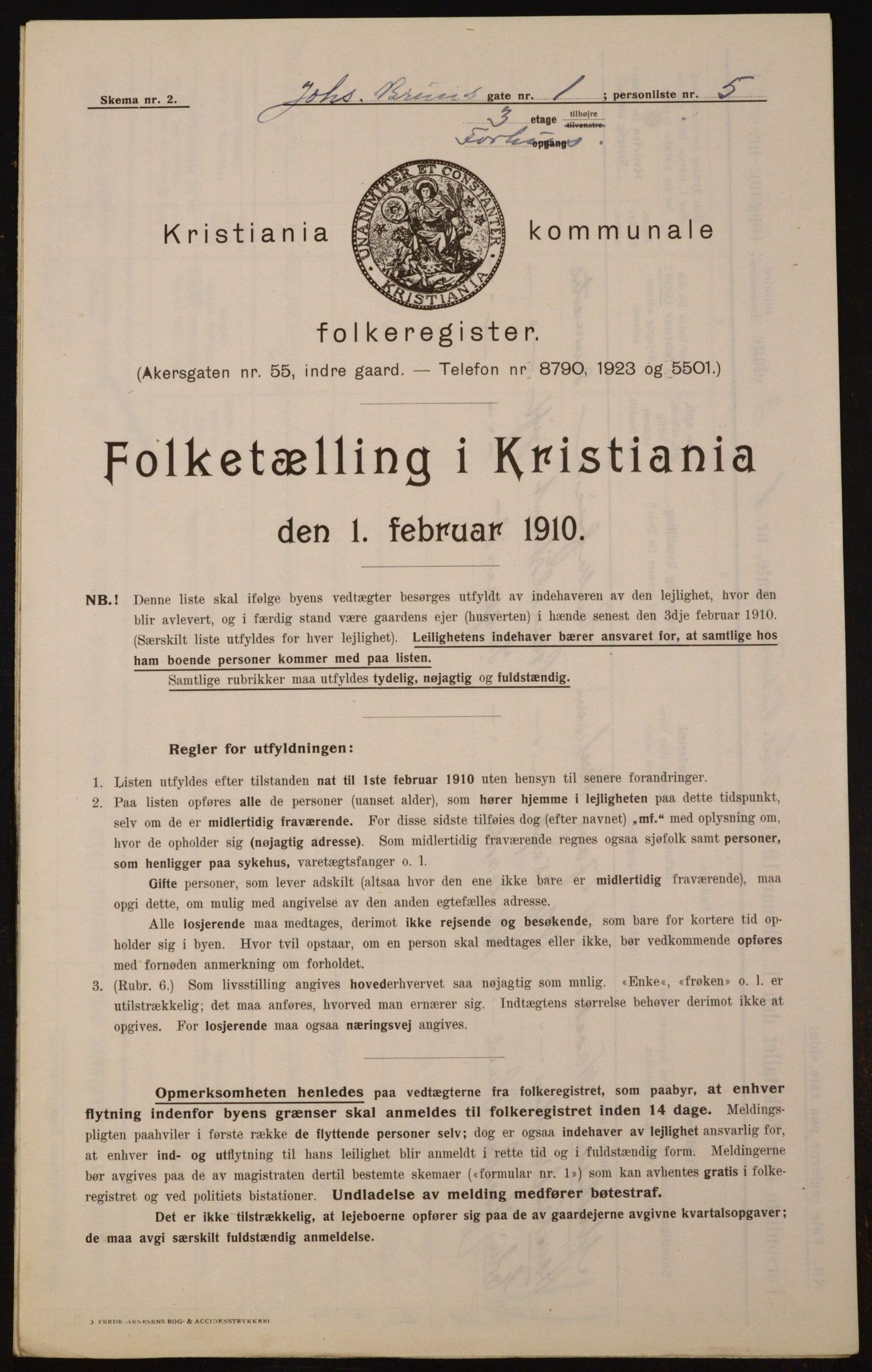 OBA, Municipal Census 1910 for Kristiania, 1910, p. 45695