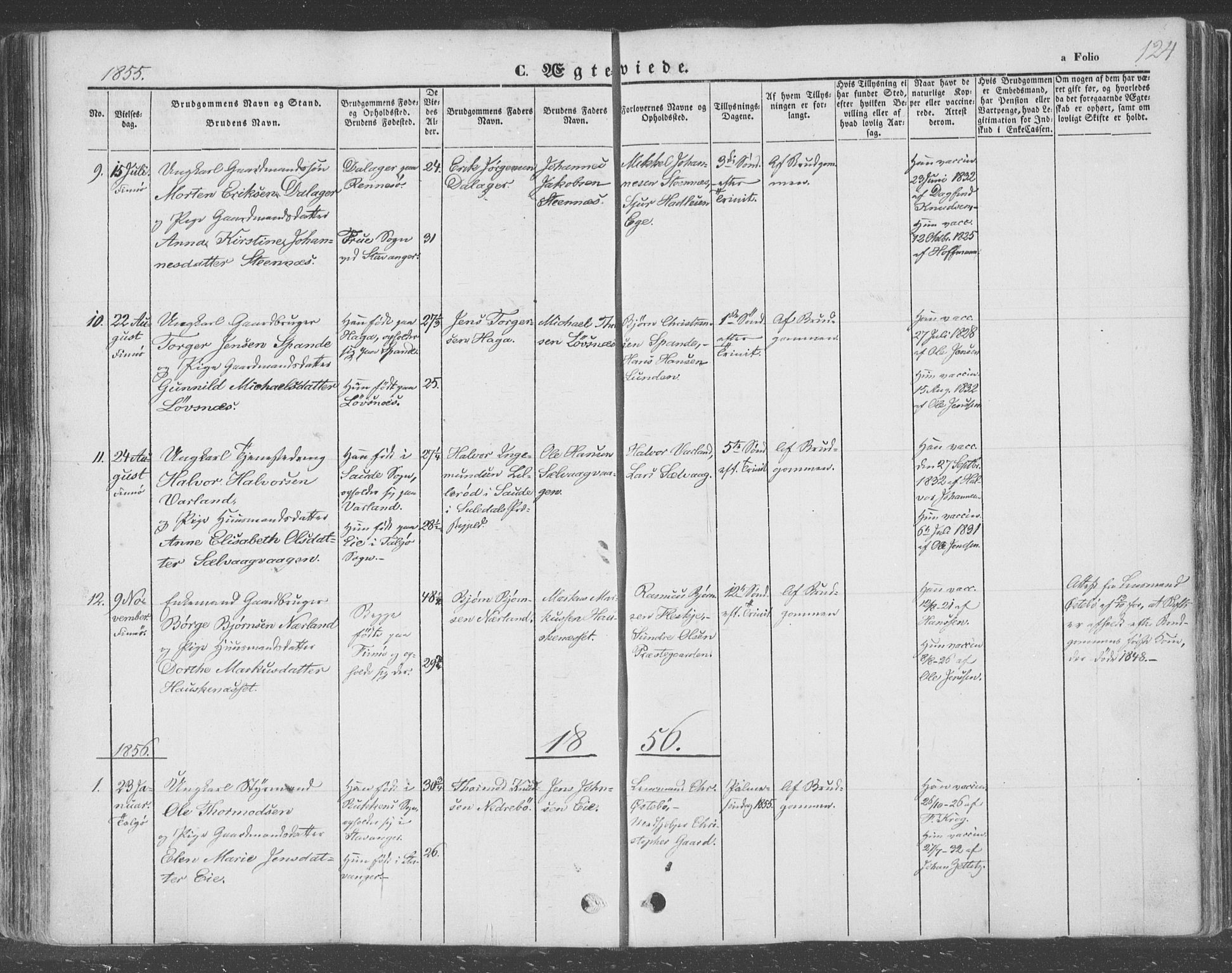 Finnøy sokneprestkontor, AV/SAST-A-101825/H/Ha/Haa/L0007: Parish register (official) no. A 7, 1847-1862, p. 124