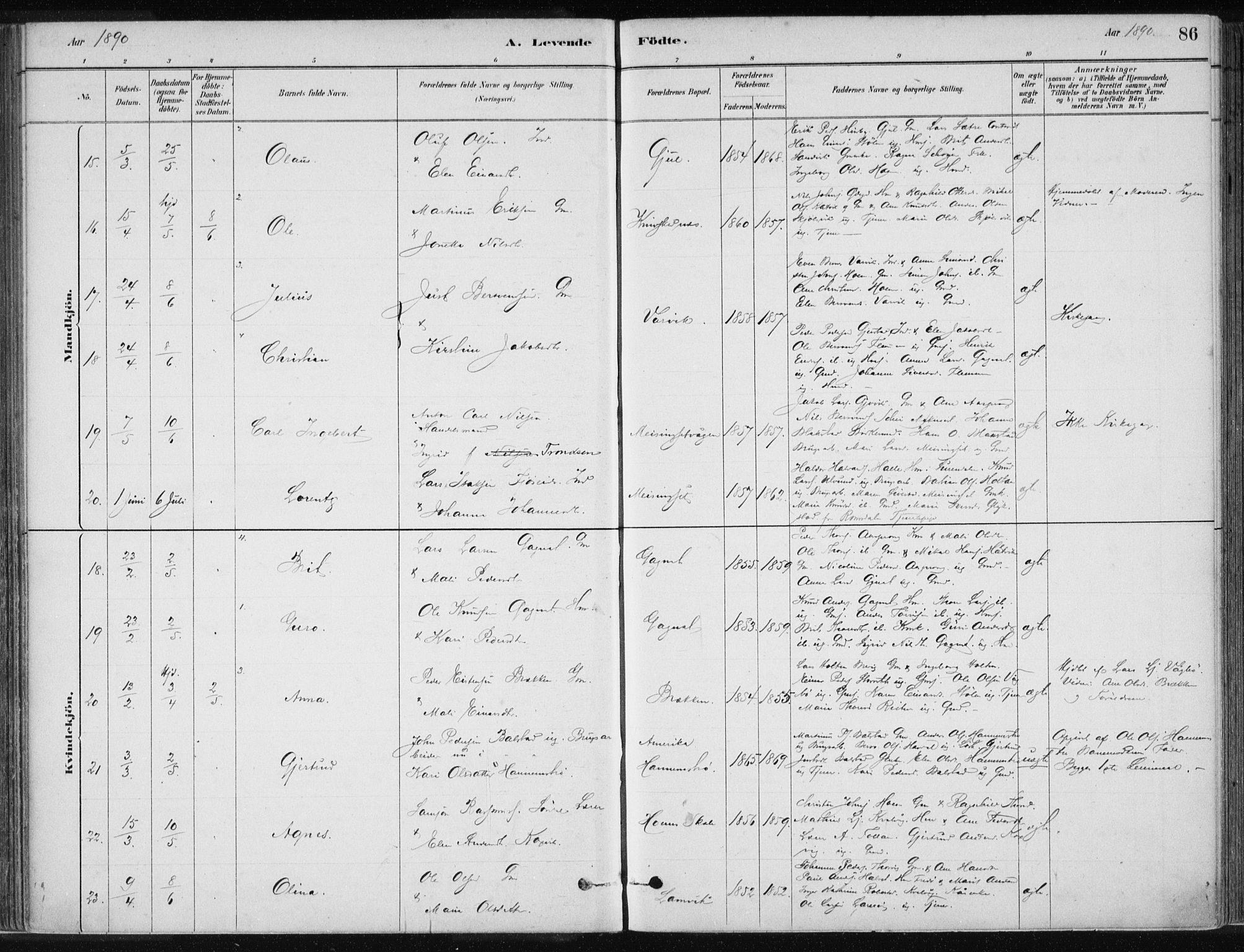 Ministerialprotokoller, klokkerbøker og fødselsregistre - Møre og Romsdal, AV/SAT-A-1454/586/L0987: Parish register (official) no. 586A13, 1879-1892, p. 86