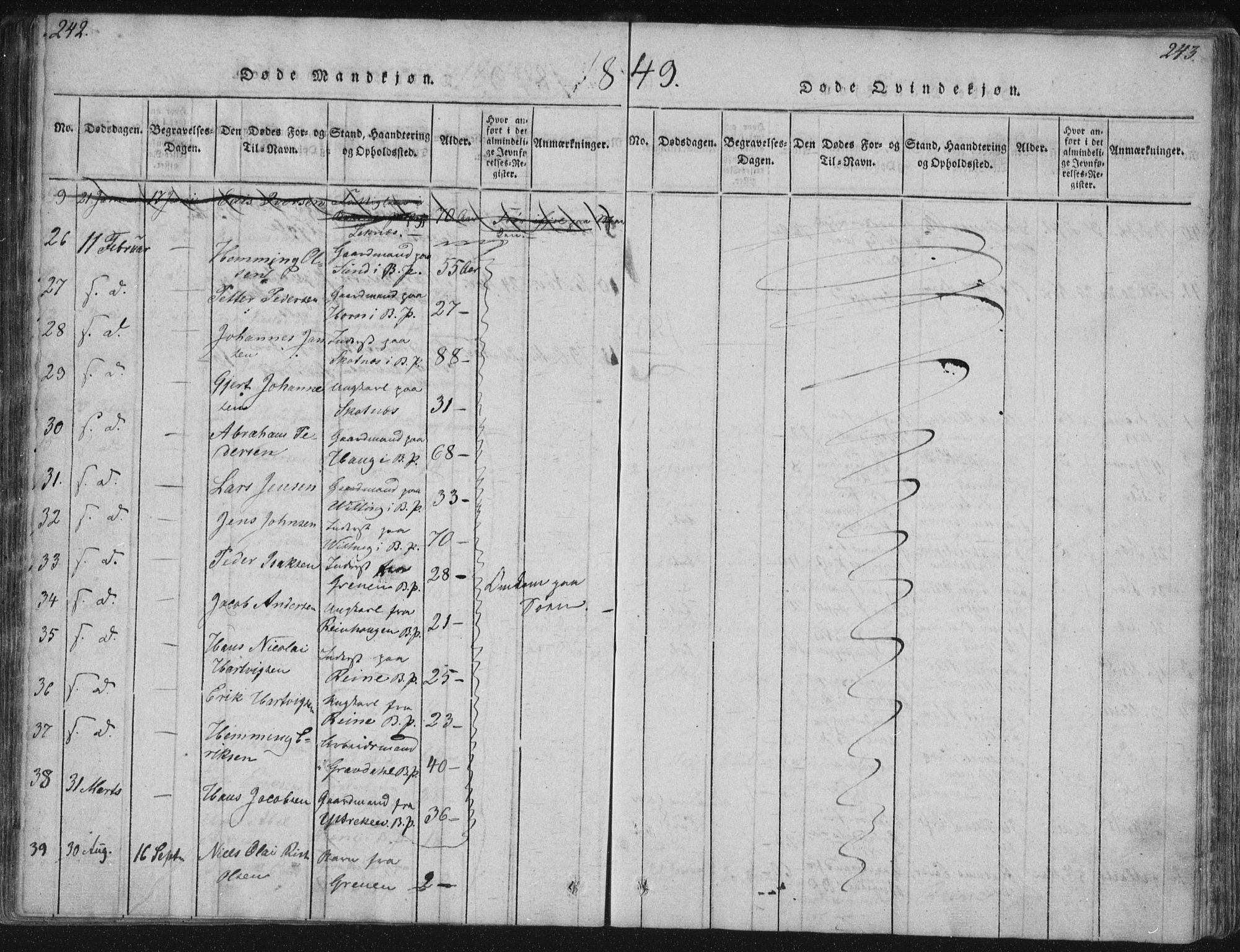 Ministerialprotokoller, klokkerbøker og fødselsregistre - Nordland, AV/SAT-A-1459/881/L1164: Parish register (copy) no. 881C01, 1818-1853, p. 242-243