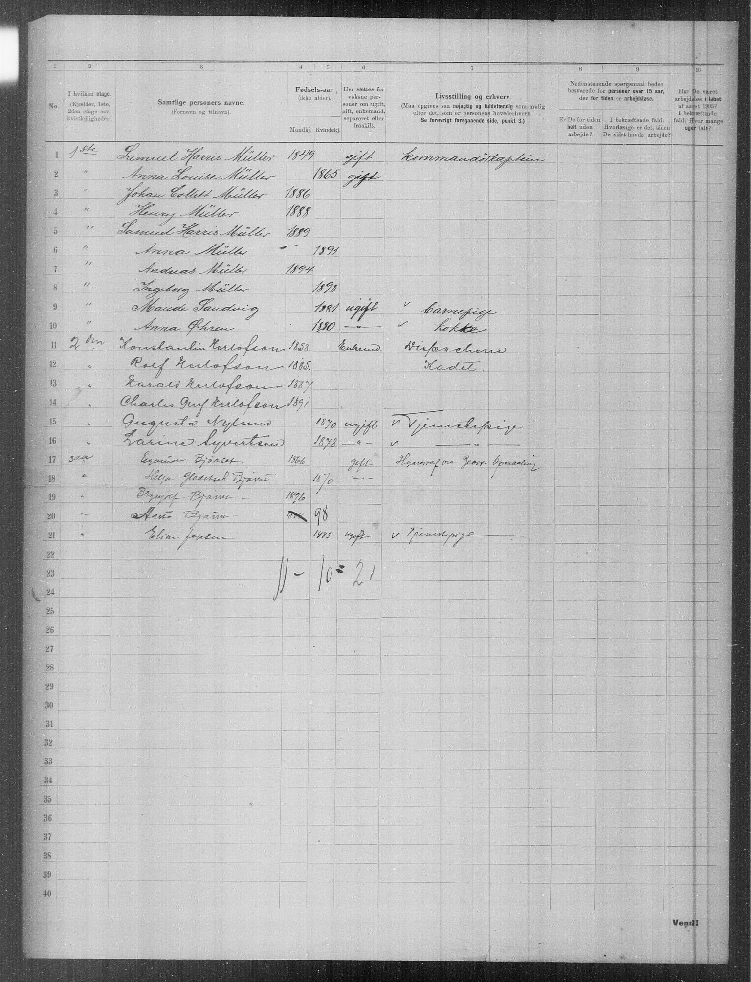 OBA, Municipal Census 1903 for Kristiania, 1903, p. 6691