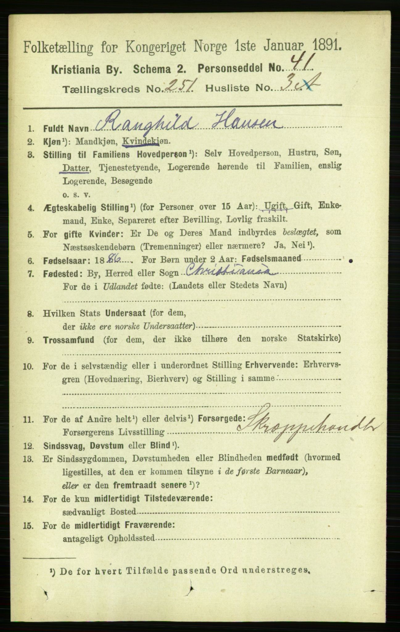 RA, 1891 census for 0301 Kristiania, 1891, p. 153105