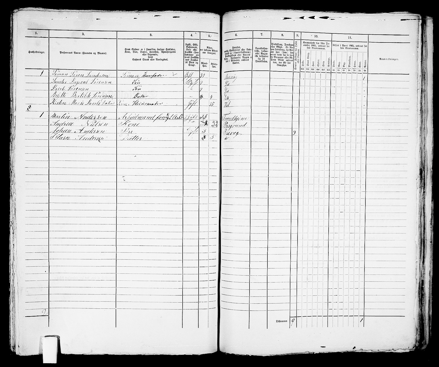 RA, 1865 census for Brevik, 1865, p. 324