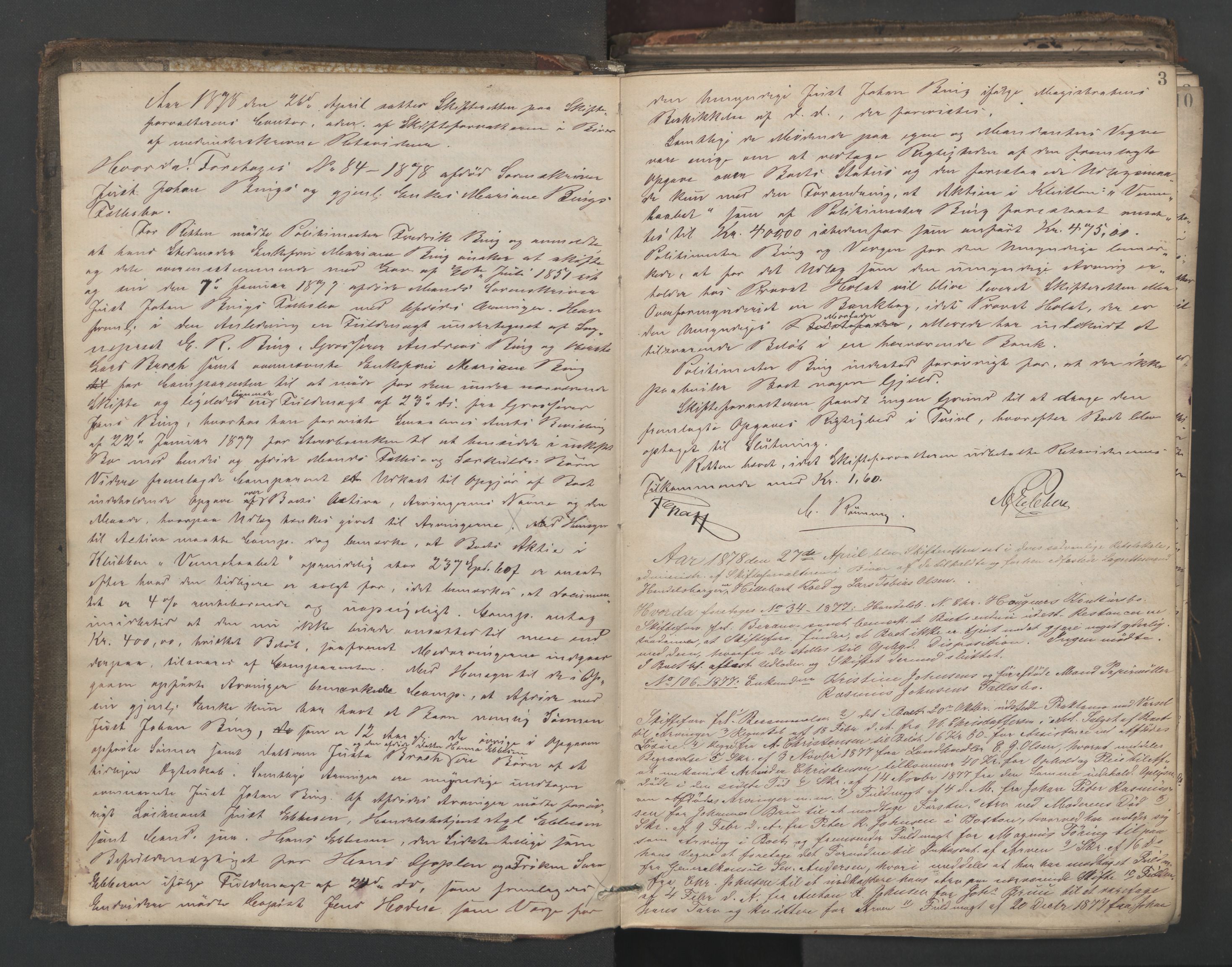 Oslo skifterett, AV/SAO-A-10383/H/Hc/Hcb/L0007: Skifteforhandlingsprotokoll, 1878-1882, p. 2b-3a