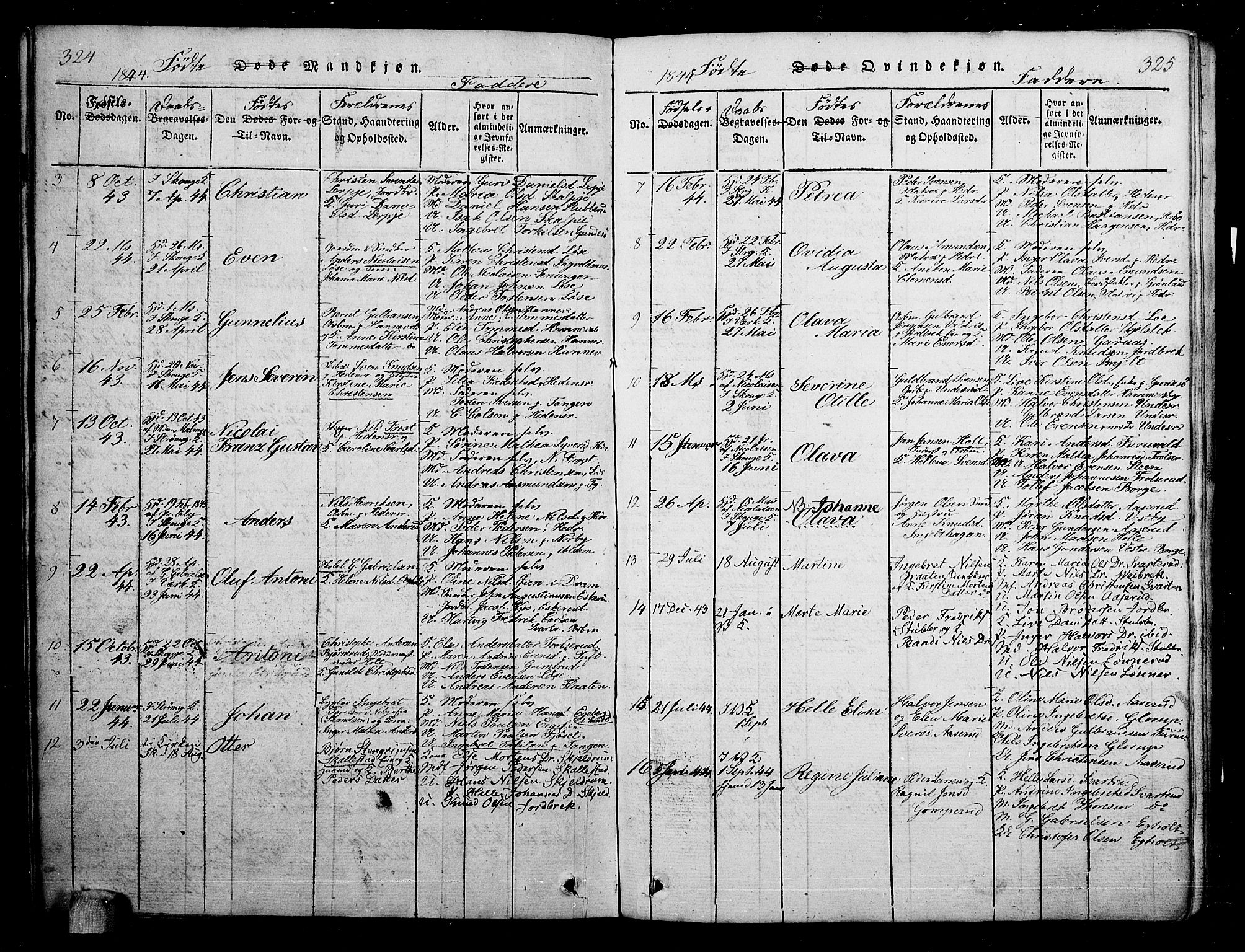 Skoger kirkebøker, AV/SAKO-A-59/G/Ga/L0001: Parish register (copy) no. I 1, 1814-1845, p. 324-325