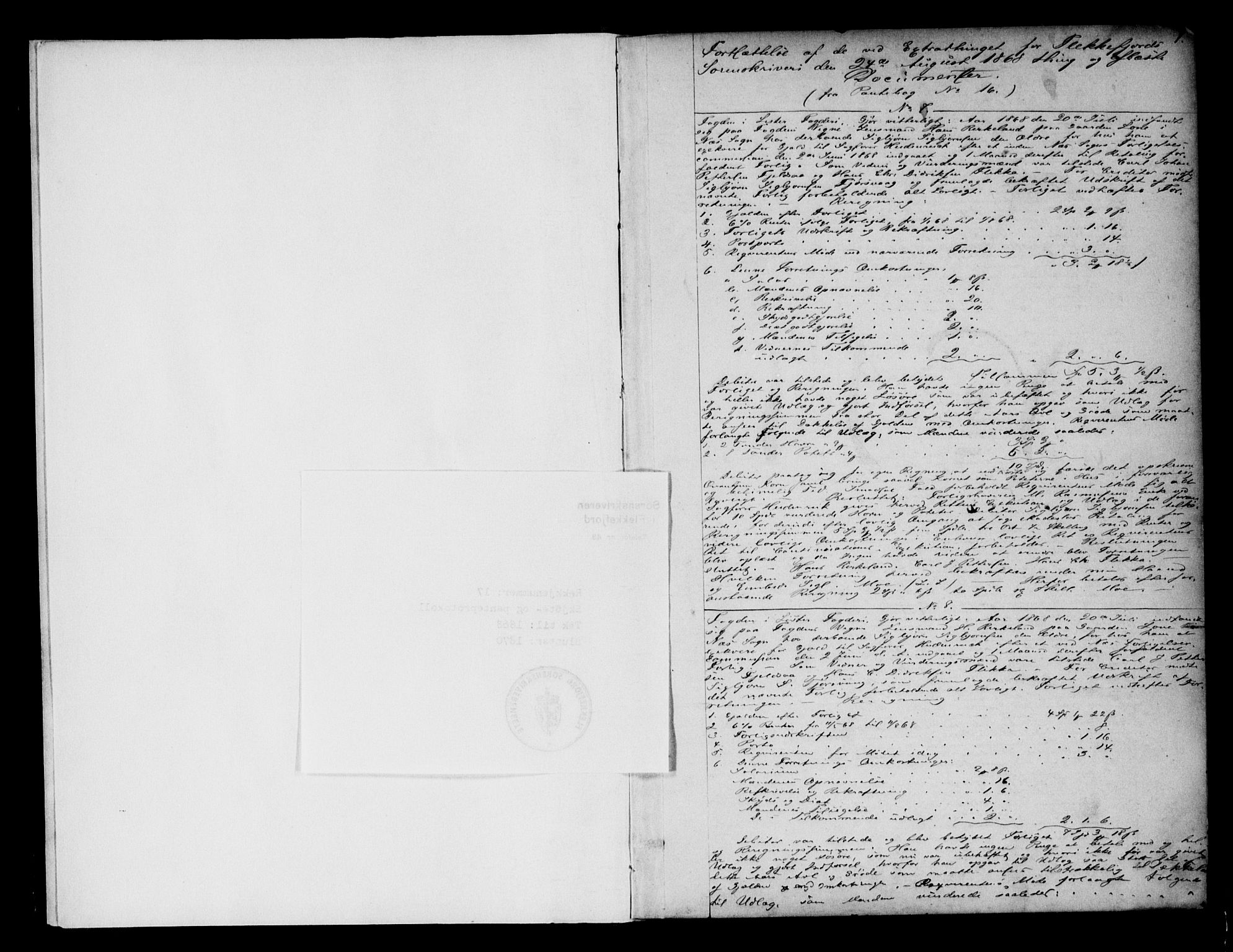 Flekkefjord sorenskriveri, SAK/1221-0001/G/Gb/Gba/L0017: Mortgage book no. 17, 1868-1870, p. 1