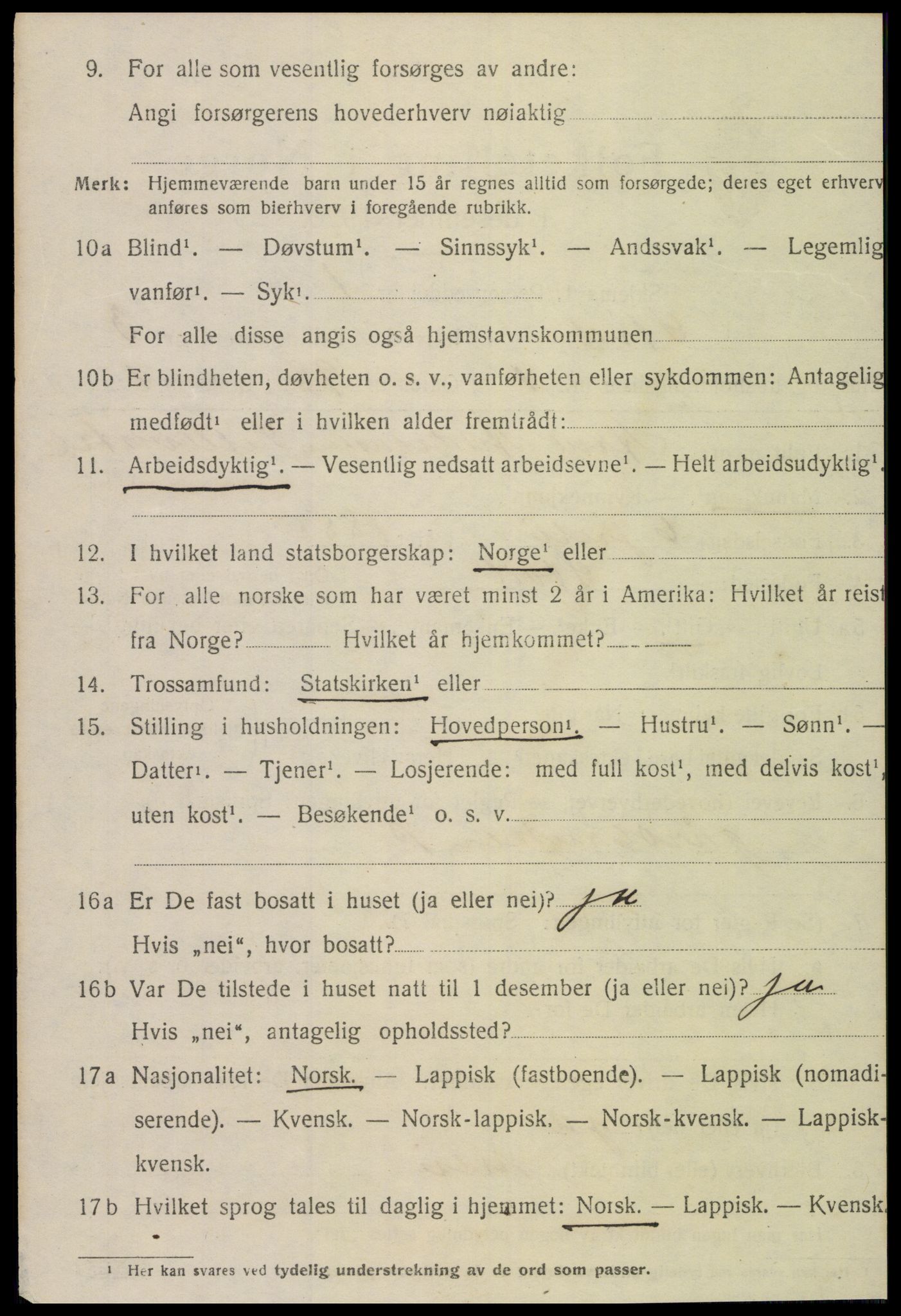 SAT, 1920 census for Stod, 1920, p. 2215