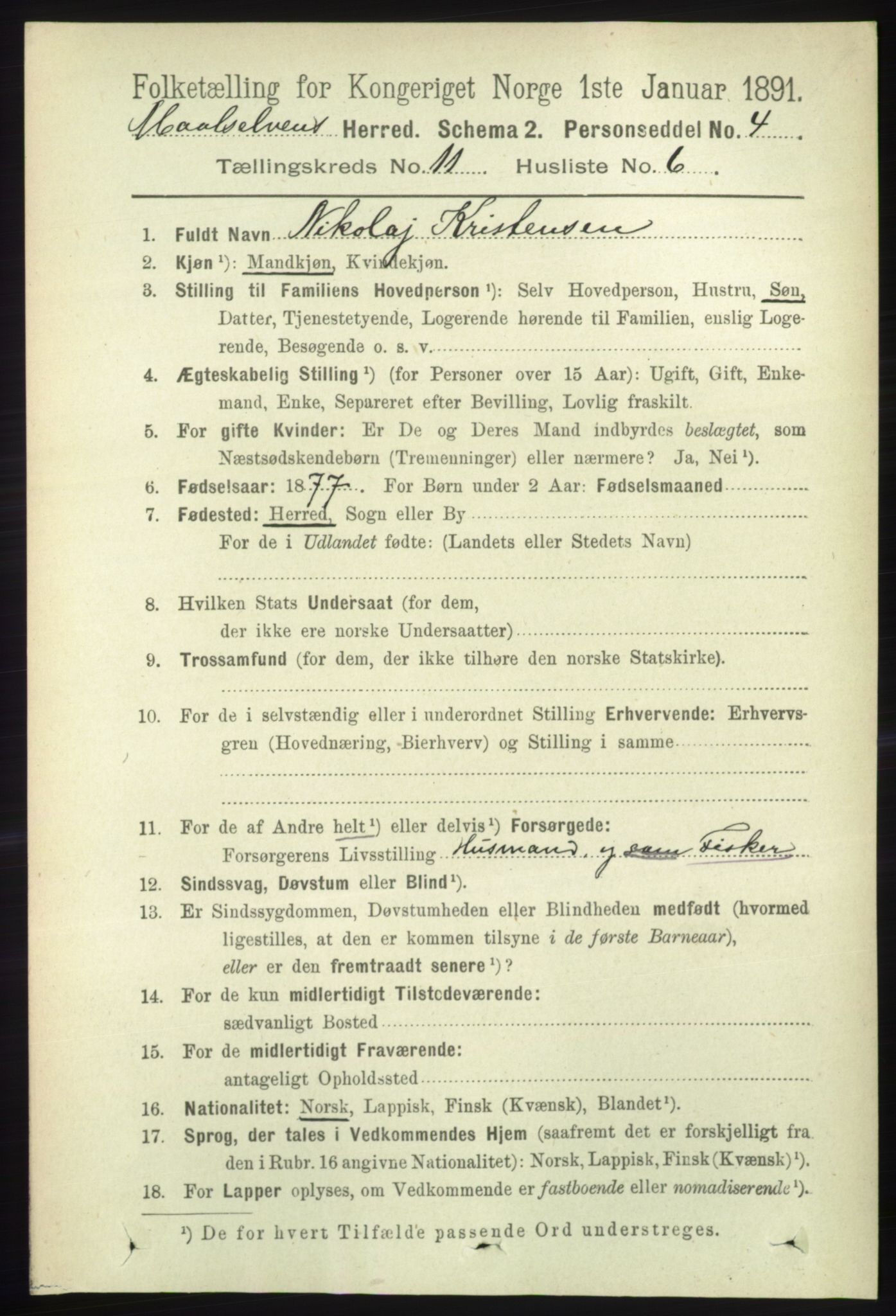 RA, 1891 census for 1924 Målselv, 1891, p. 3310