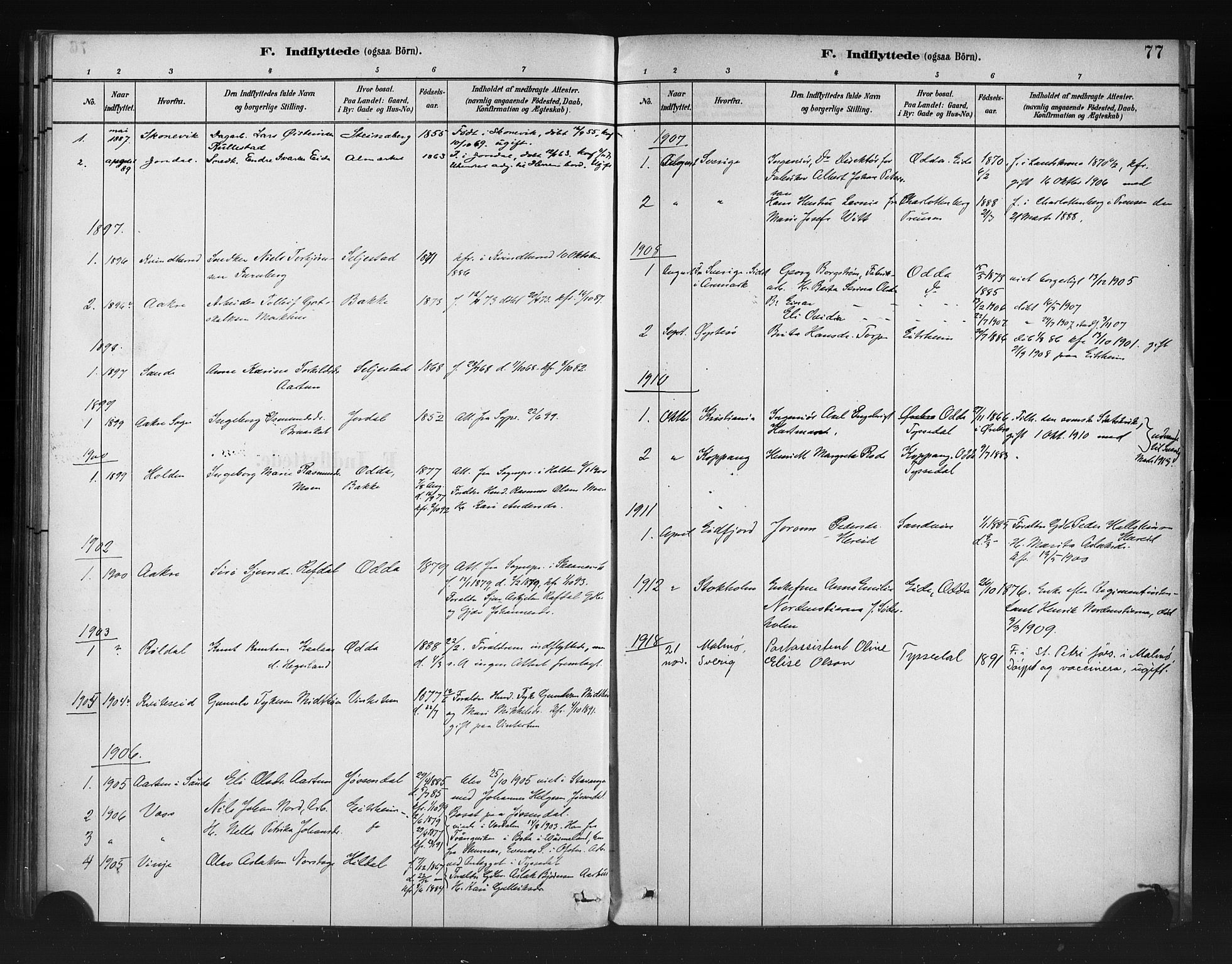 Odda Sokneprestembete, AV/SAB-A-77201/H/Haa: Parish register (official) no. A 1, 1883-1919, p. 77