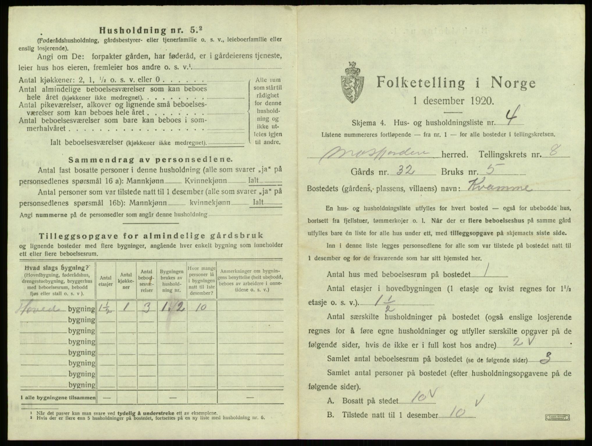 SAB, 1920 census for Masfjorden, 1920, p. 387