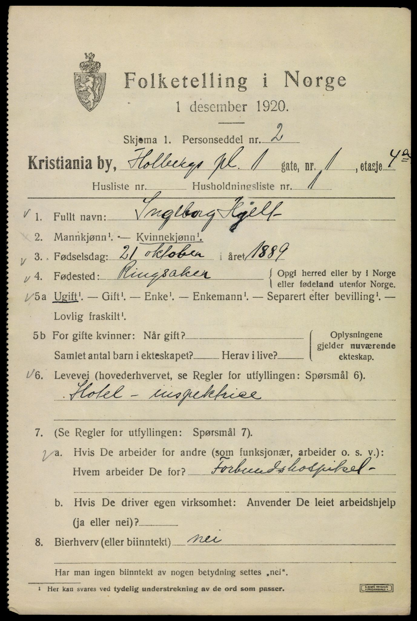 SAO, 1920 census for Kristiania, 1920, p. 295535