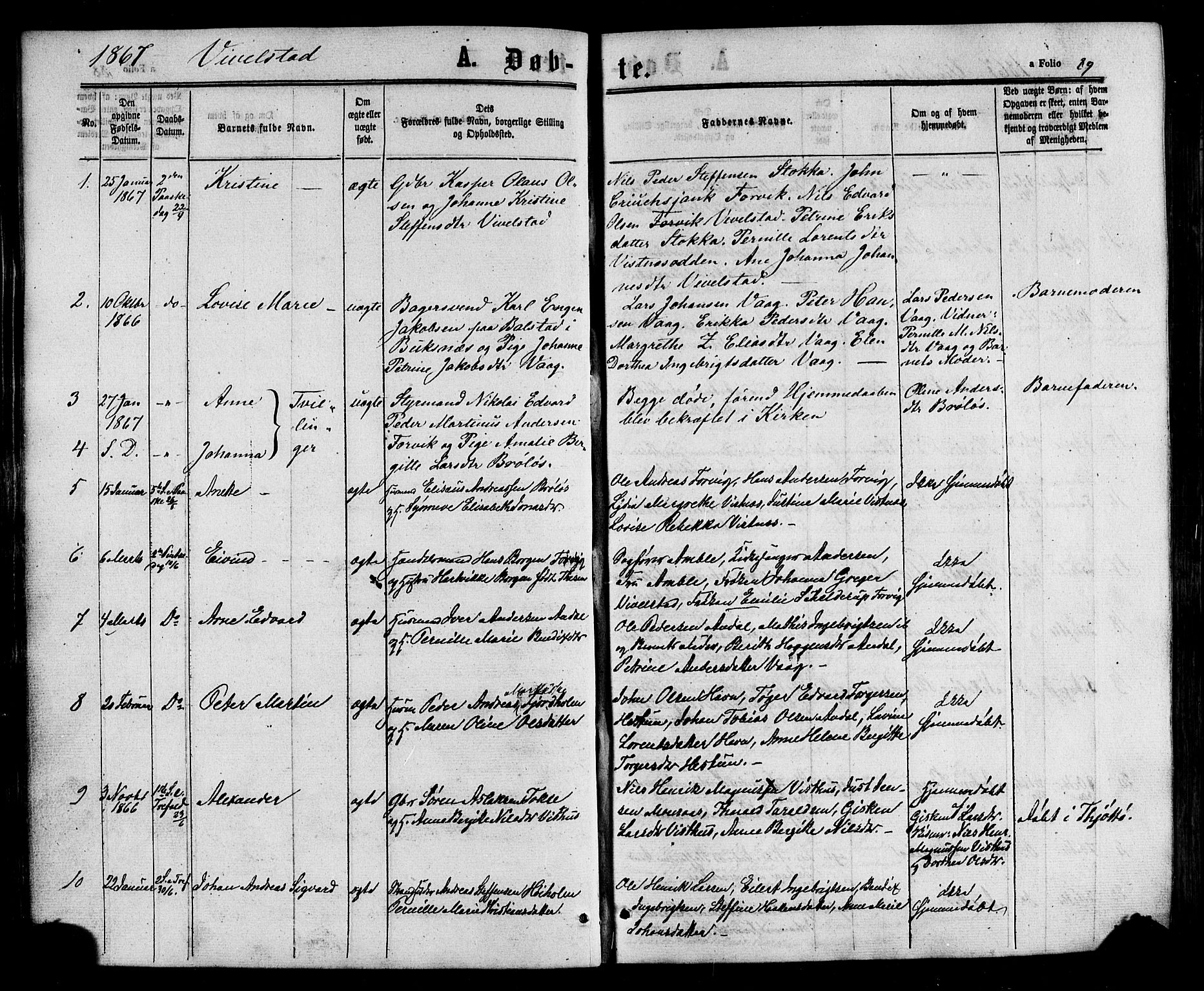 Ministerialprotokoller, klokkerbøker og fødselsregistre - Nordland, AV/SAT-A-1459/817/L0262: Parish register (official) no. 817A03 /2, 1867-1877, p. 89