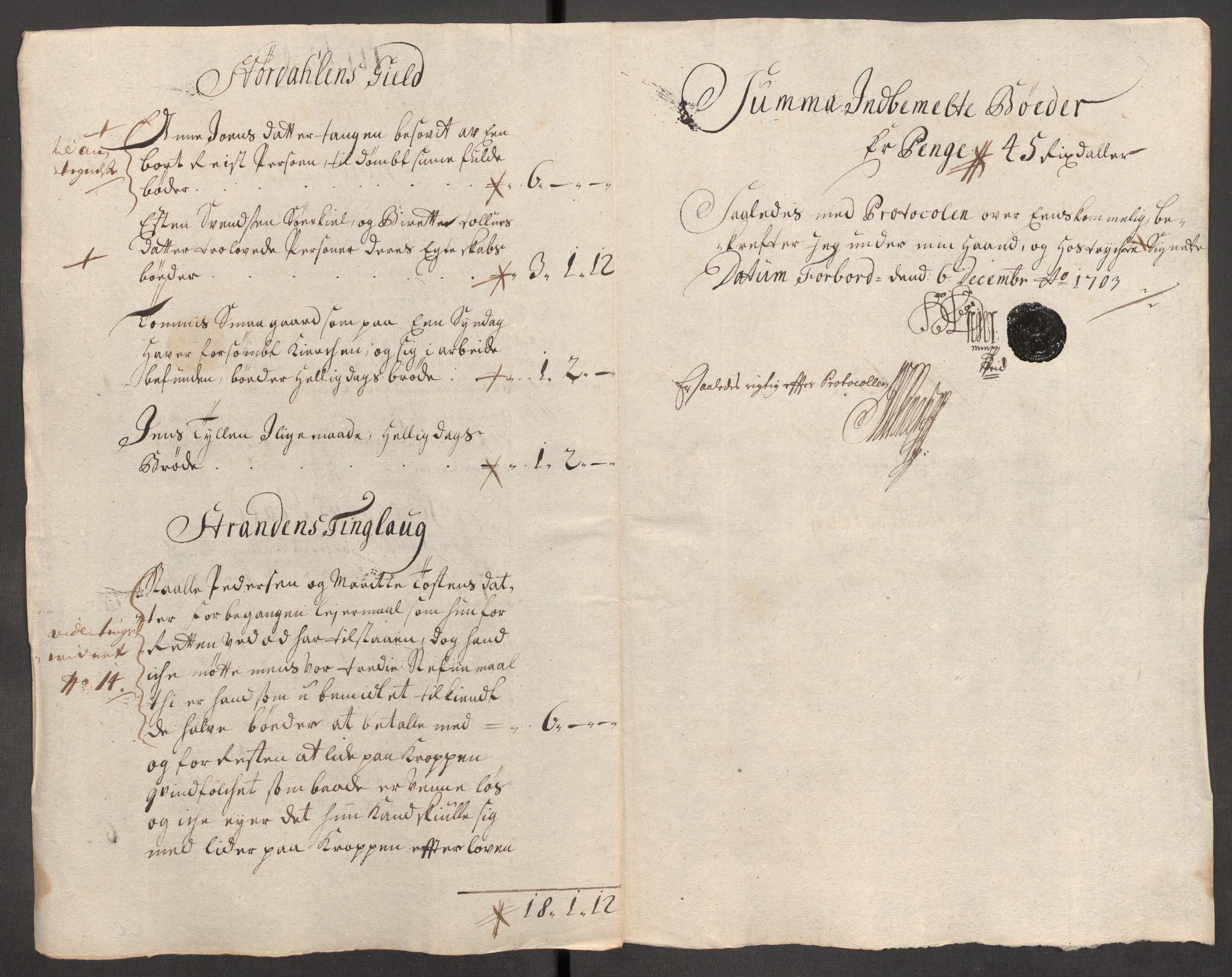 Rentekammeret inntil 1814, Reviderte regnskaper, Fogderegnskap, RA/EA-4092/R62/L4194: Fogderegnskap Stjørdal og Verdal, 1703, p. 189