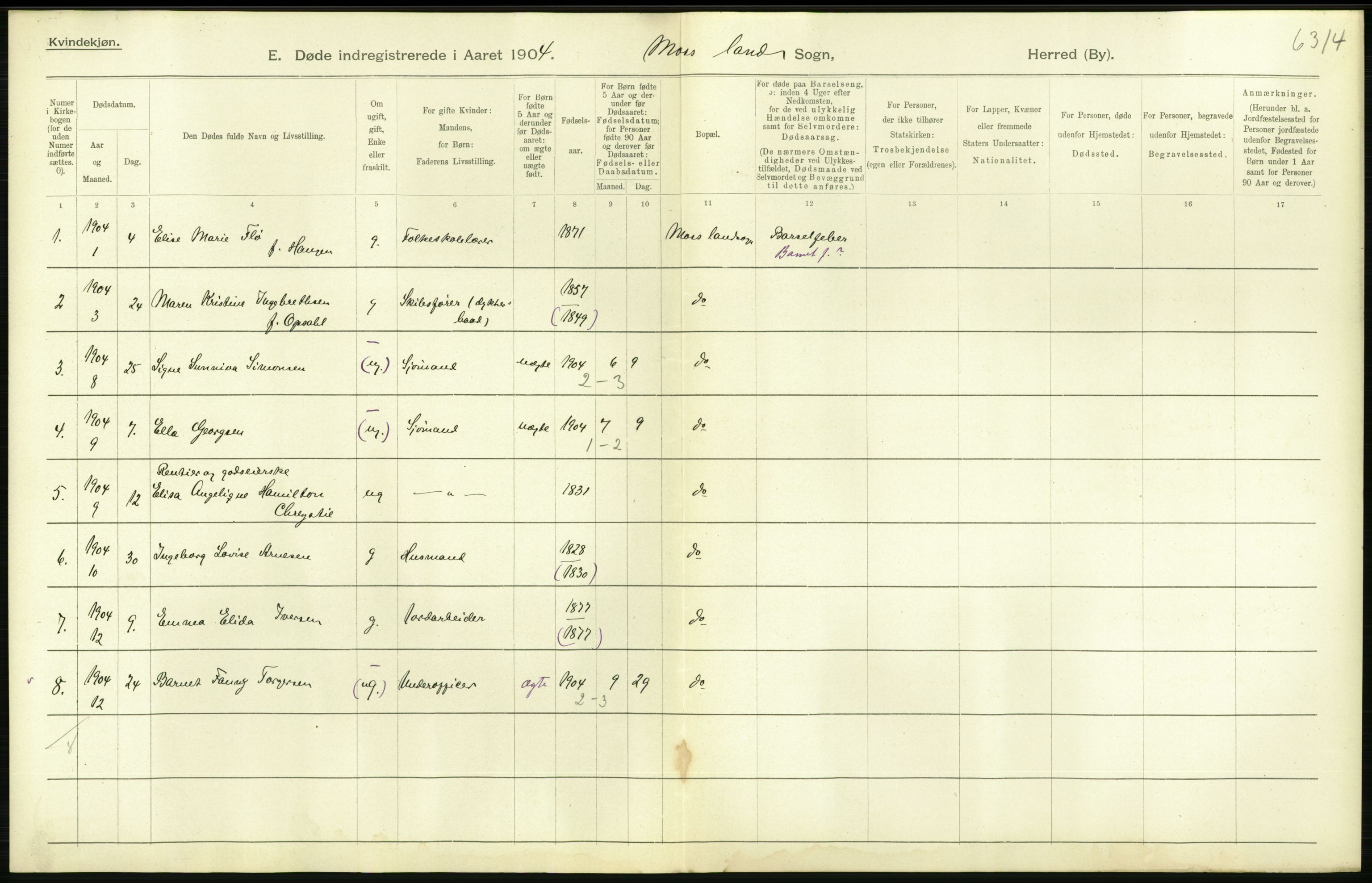 Statistisk sentralbyrå, Sosiodemografiske emner, Befolkning, AV/RA-S-2228/D/Df/Dfa/Dfab/L0001: Smålenenes amt: Fødte, gifte, døde, 1904, p. 836