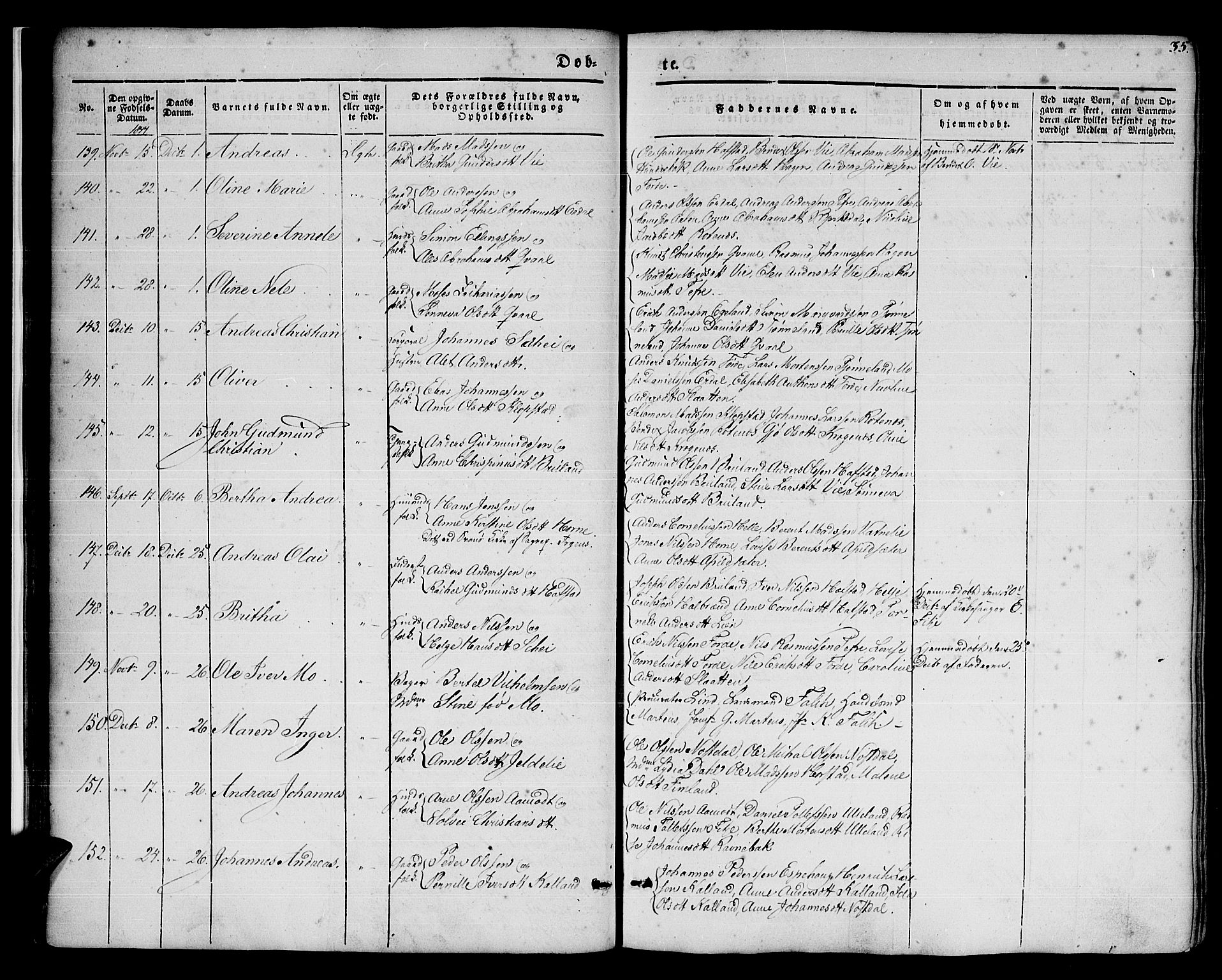 Førde sokneprestembete, AV/SAB-A-79901/H/Haa/Haaa/L0007: Parish register (official) no. A 7, 1843-1860, p. 35
