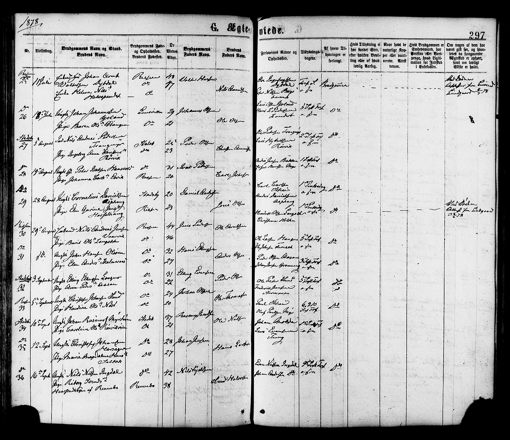 Ministerialprotokoller, klokkerbøker og fødselsregistre - Sør-Trøndelag, SAT/A-1456/646/L0613: Parish register (official) no. 646A11, 1870-1884, p. 297