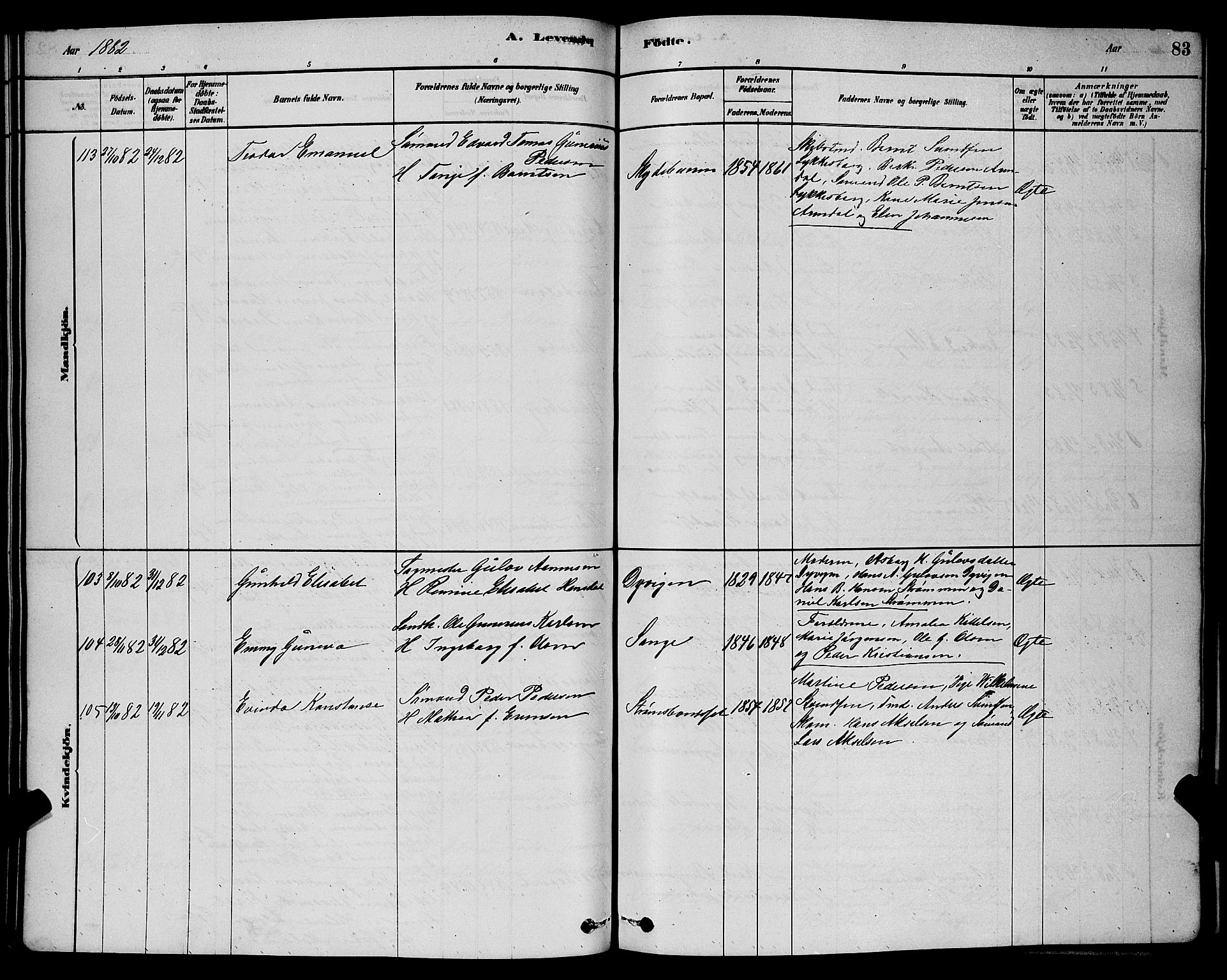 Barbu sokneprestkontor, AV/SAK-1111-0003/F/Fb/L0001: Parish register (copy) no. B 1, 1878-1890, p. 83