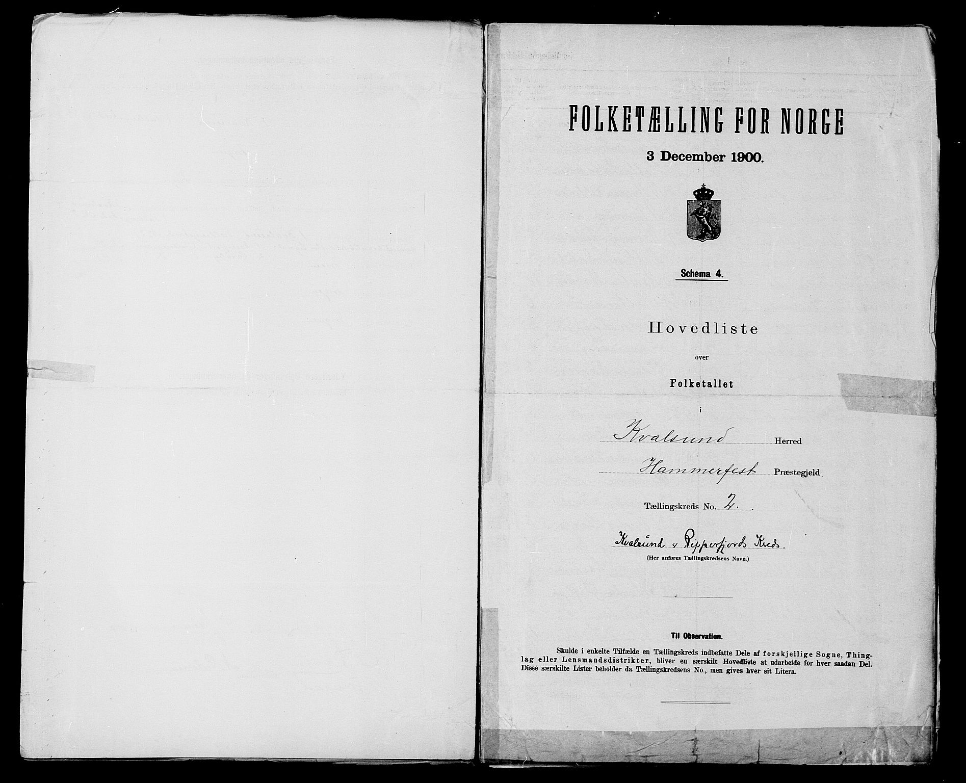 SATØ, 1900 census for Kvalsund, 1900, p. 4