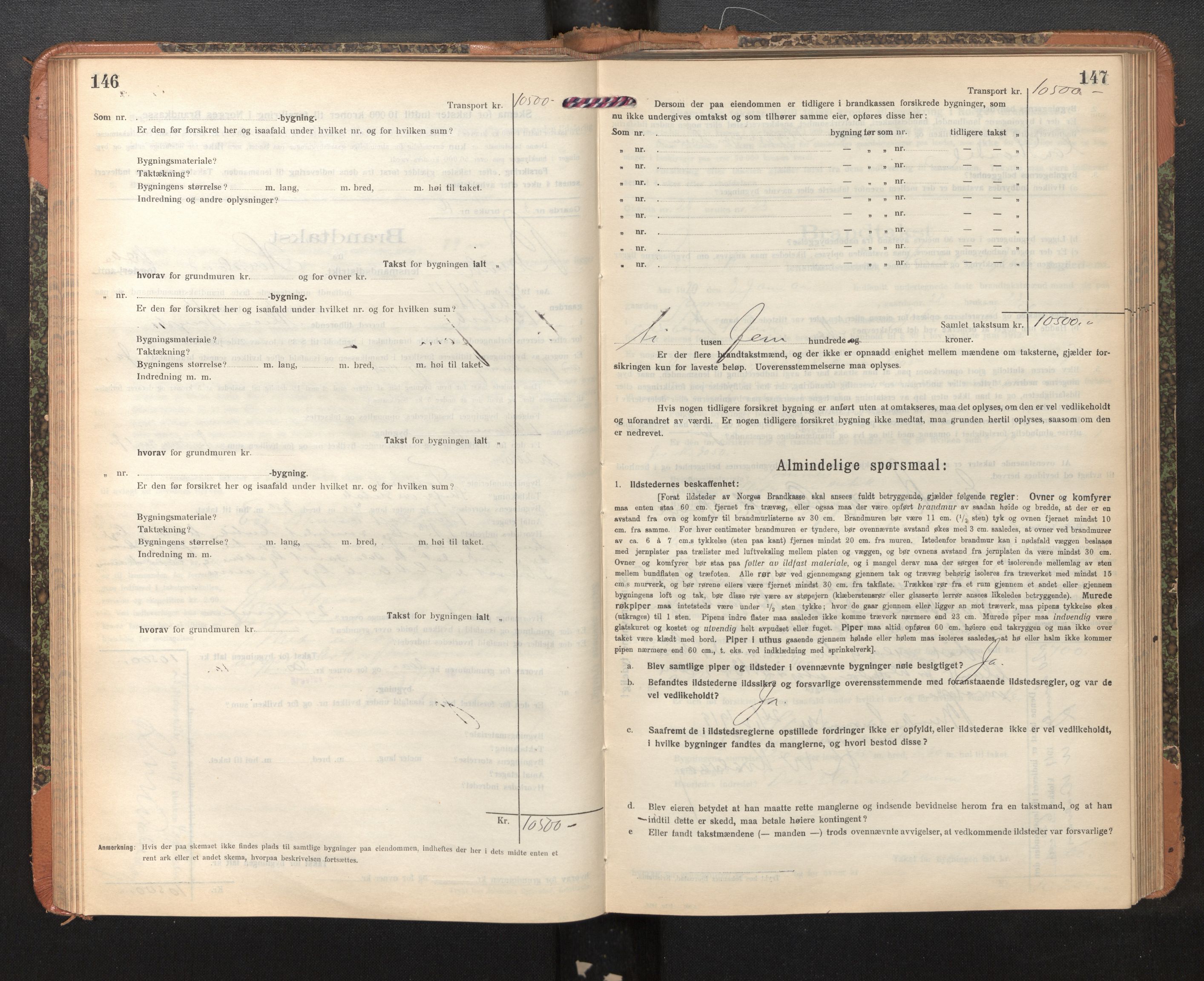 Lensmannen i Bruvik, SAB/A-31301/0012/L0009: Branntakstprotokoll, skjematakst, 1918-1925, p. 146-147