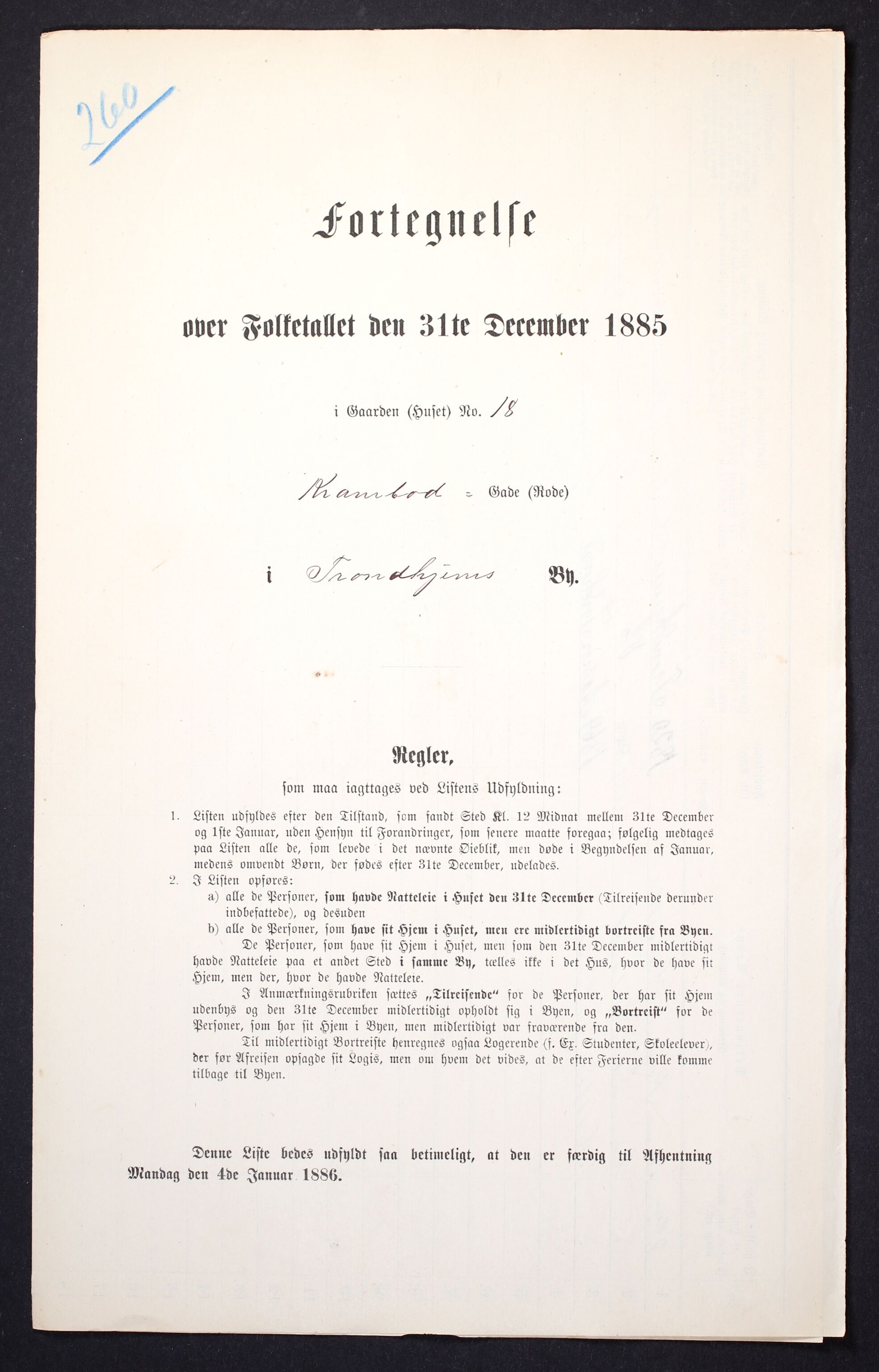 SAT, 1885 census for 1601 Trondheim, 1885, p. 1078