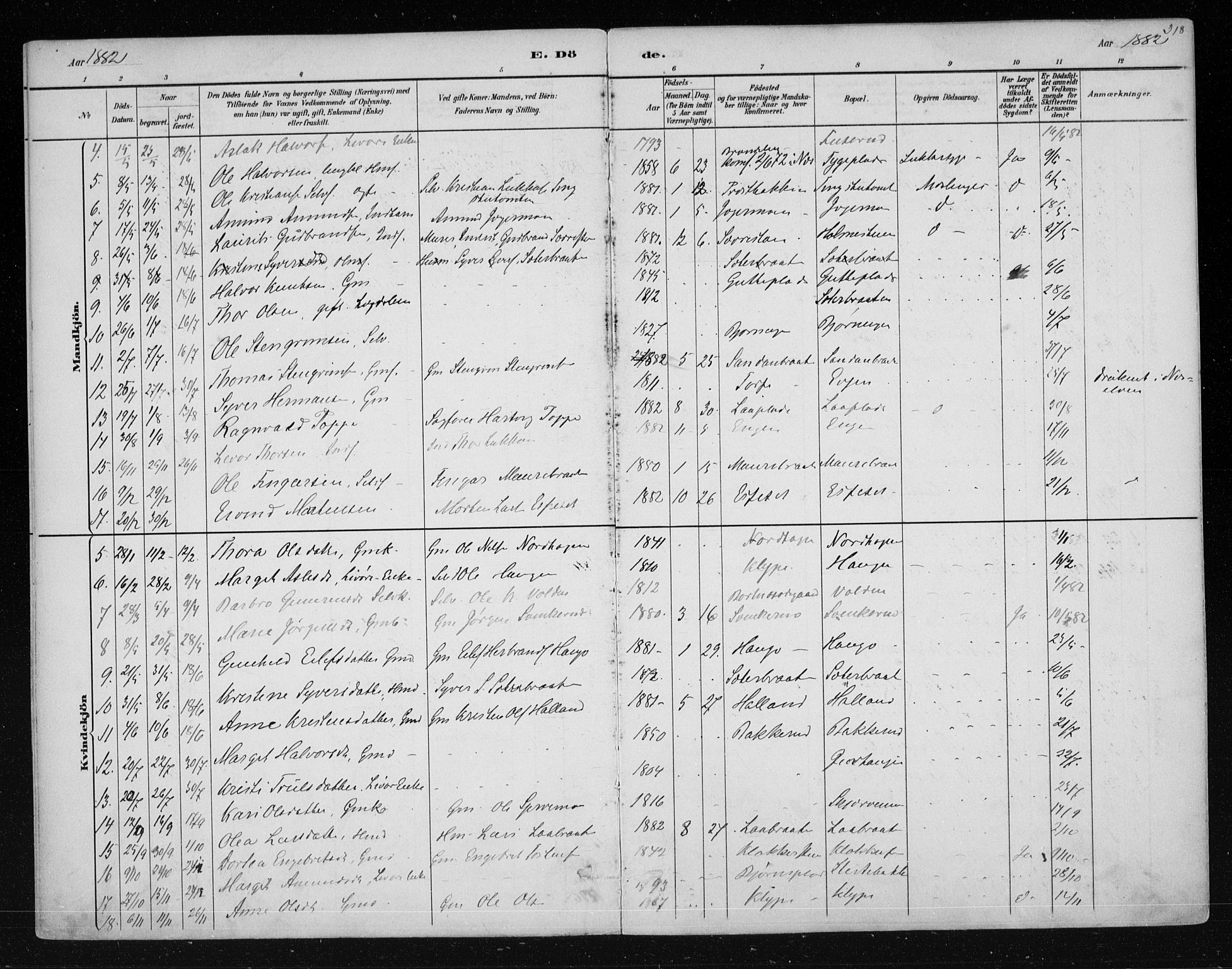 Nes kirkebøker, AV/SAKO-A-236/F/Fa/L0011: Parish register (official) no. 11, 1881-1912, p. 318