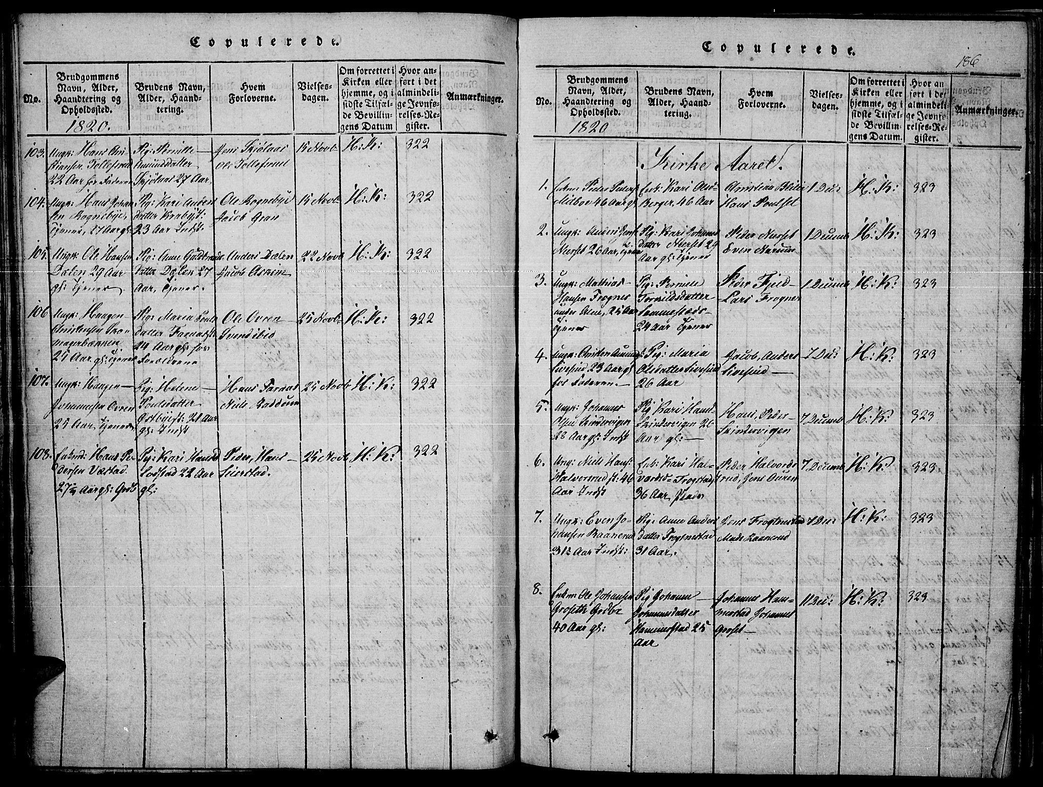 Toten prestekontor, SAH/PREST-102/H/Ha/Haa/L0010: Parish register (official) no. 10, 1820-1828, p. 186